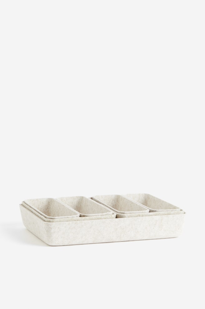 7-piece felted storage basket set - White - 1