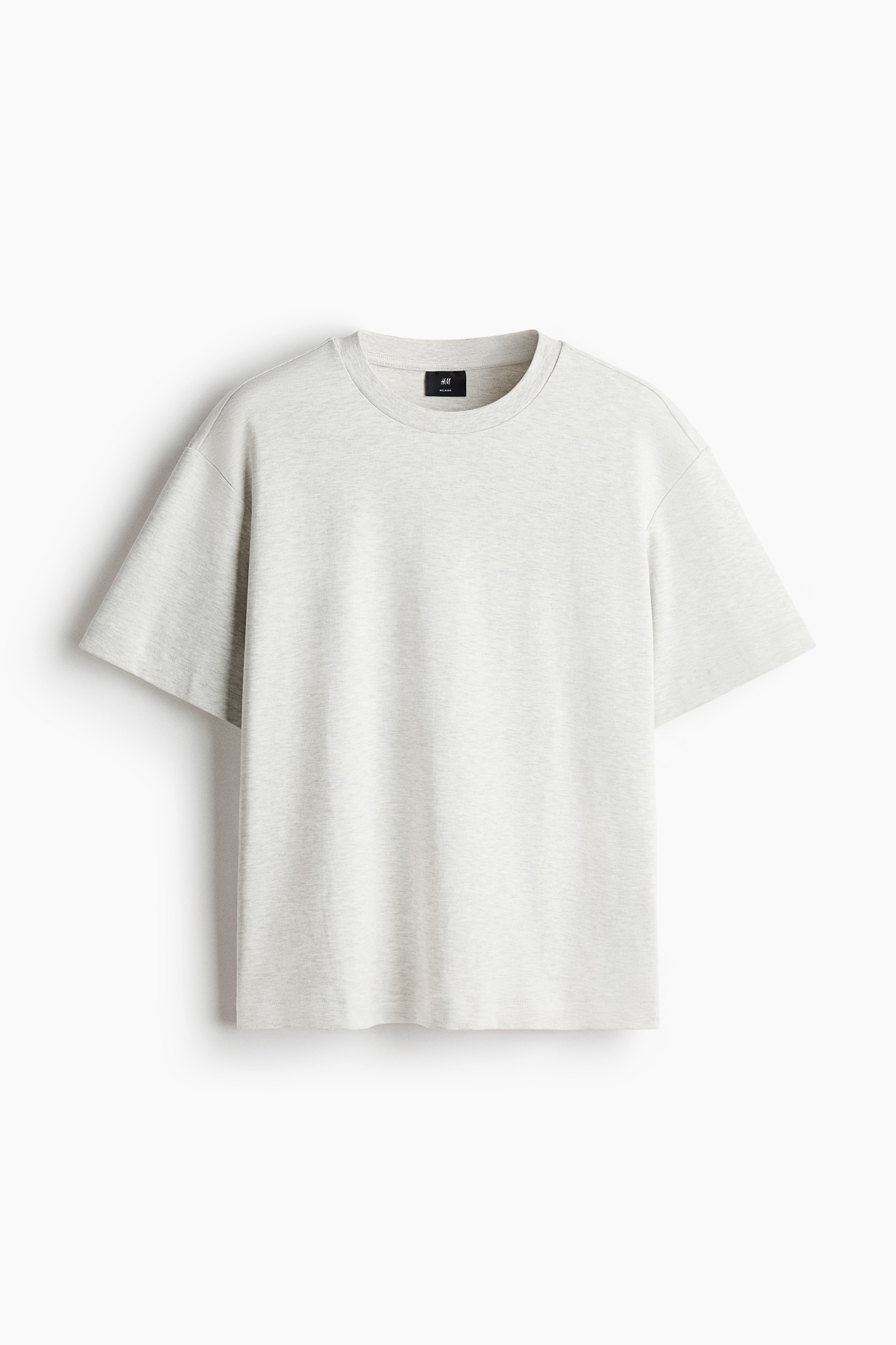 T-shirt ample en interlock - Gris clair chiné/Crème/Noir/Crème/Rose corail/Bleu canard/Gris clair chiné