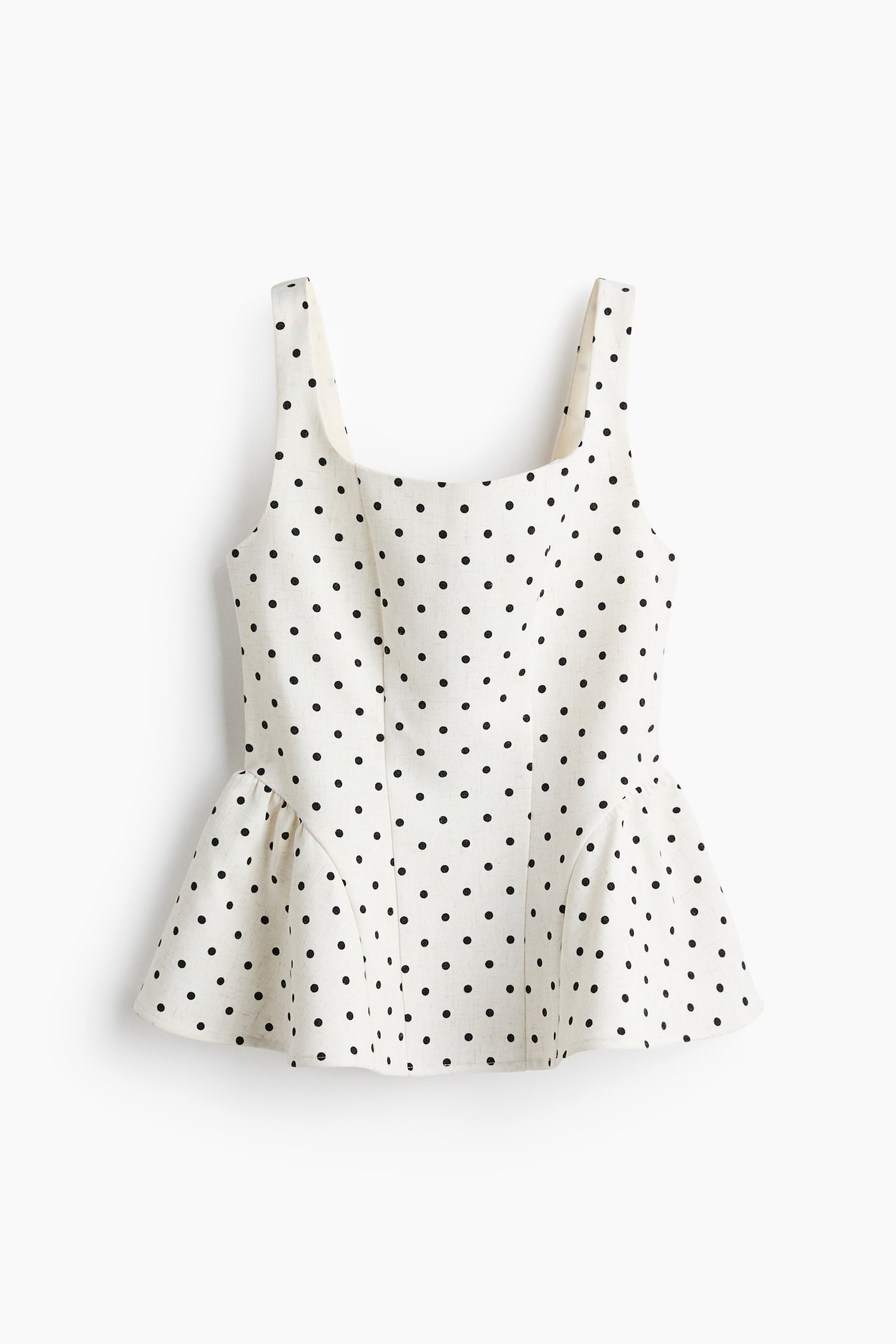 Peplumtop mit Karree-Ausschnitt - Cremefarben/Polka Dots - 1