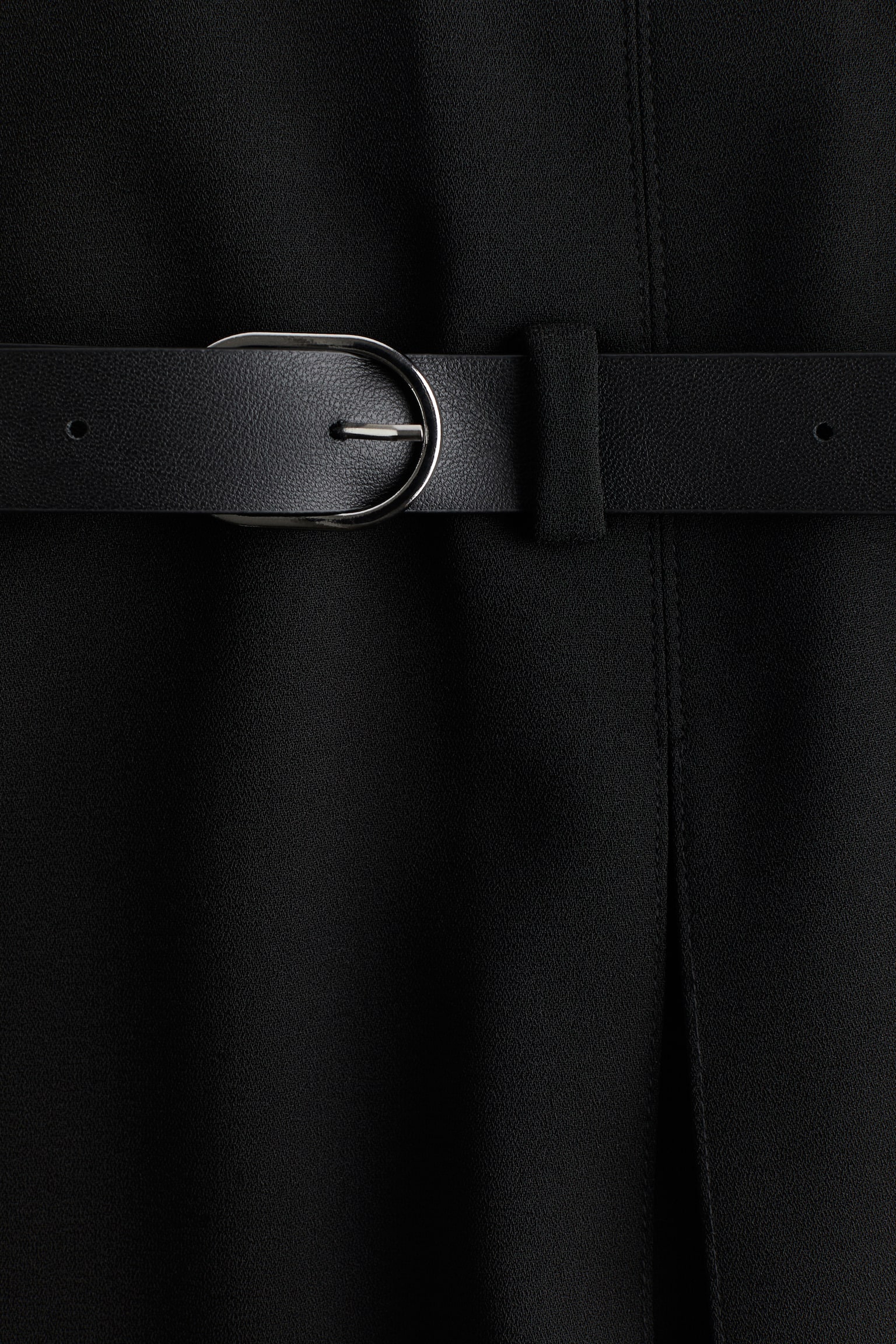 Chân váy chữ A có thắt lưng - Màu đen - 2