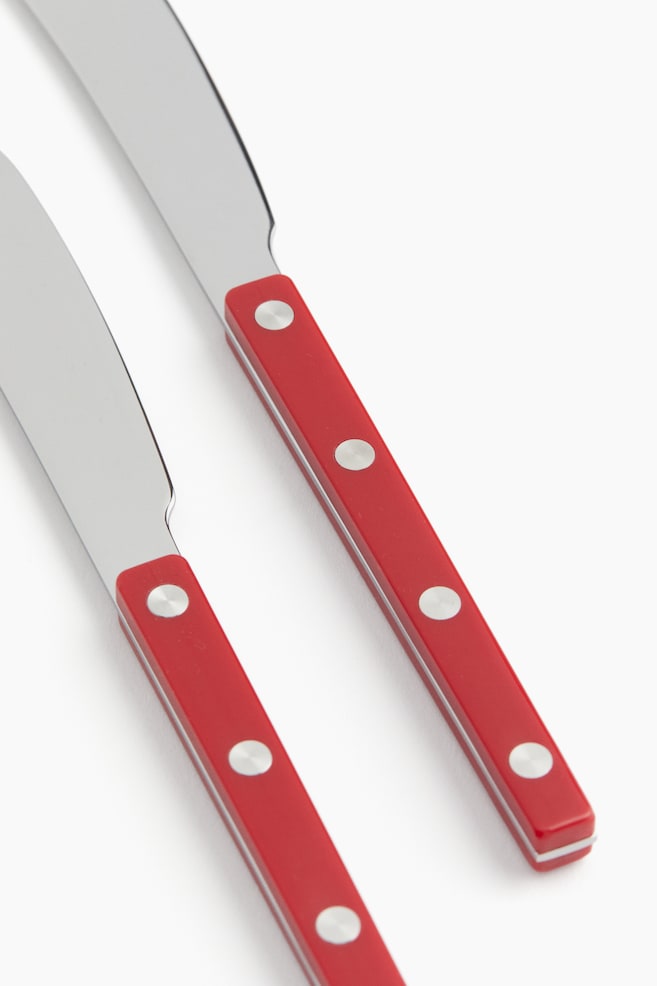 2-pack stainless steel butter knives-Red - 3