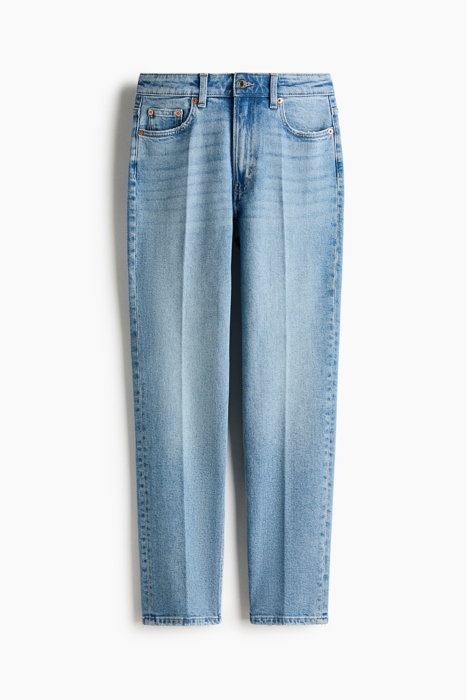 Slim Straight High Ankle Jeans - Ljus denimblå/Denimblå/Vit - 2