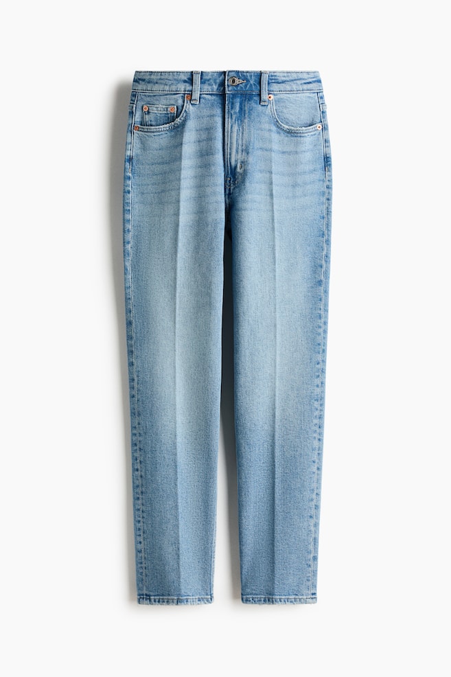 High-Rise Slim Straight Ankle Jeans - Light denim blue/White - 1