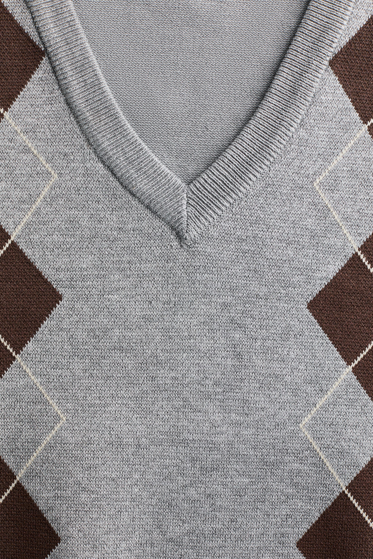 Jacquard-knit sweater vest - Grey marl/Argyle pattern/Dark grey marl/Argyle pattern - 4