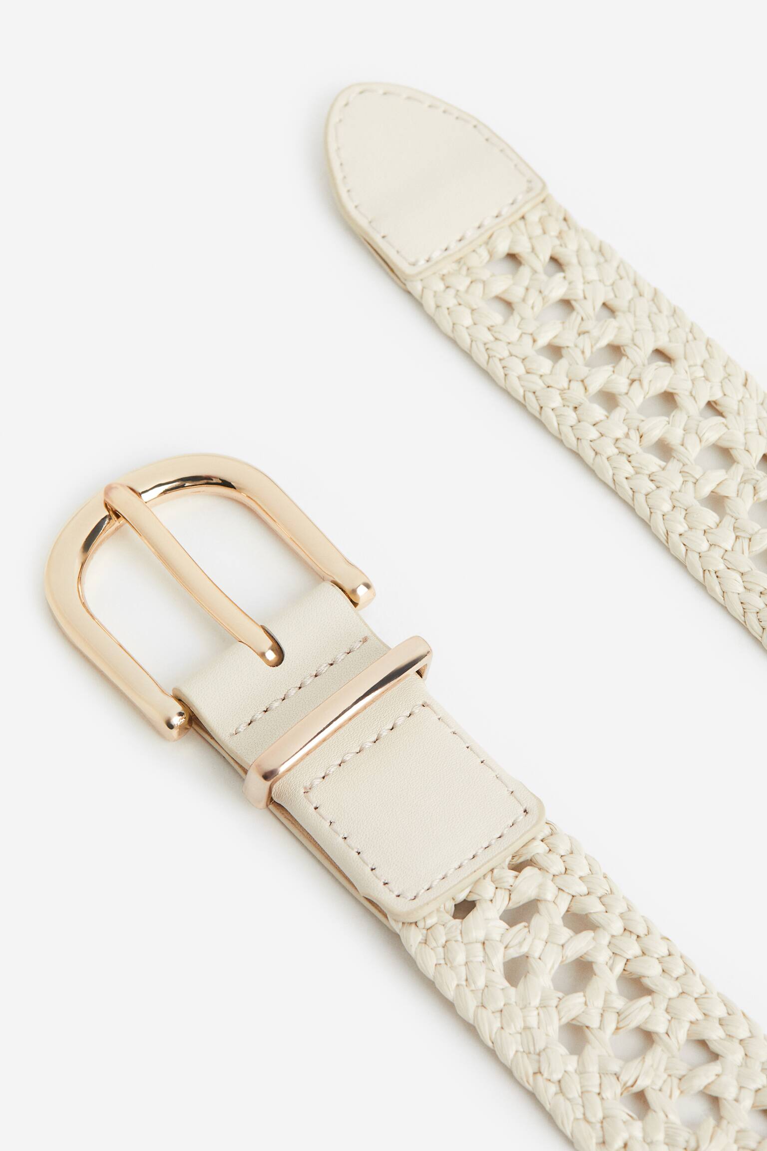 Braided Belt - Light beige/Black - 2