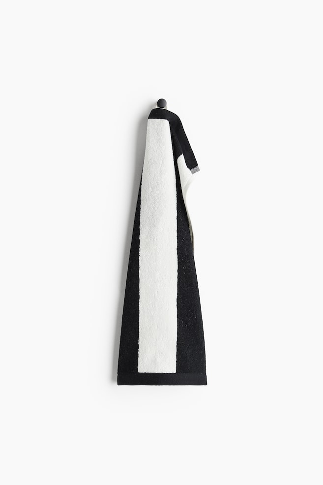Striped Cotton Terry Guest Towel - Black/striped/Dark khaki green/striped/Light taupe/striped/Light yellow/striped/Dark brown/striped/Navy blue/striped - 1