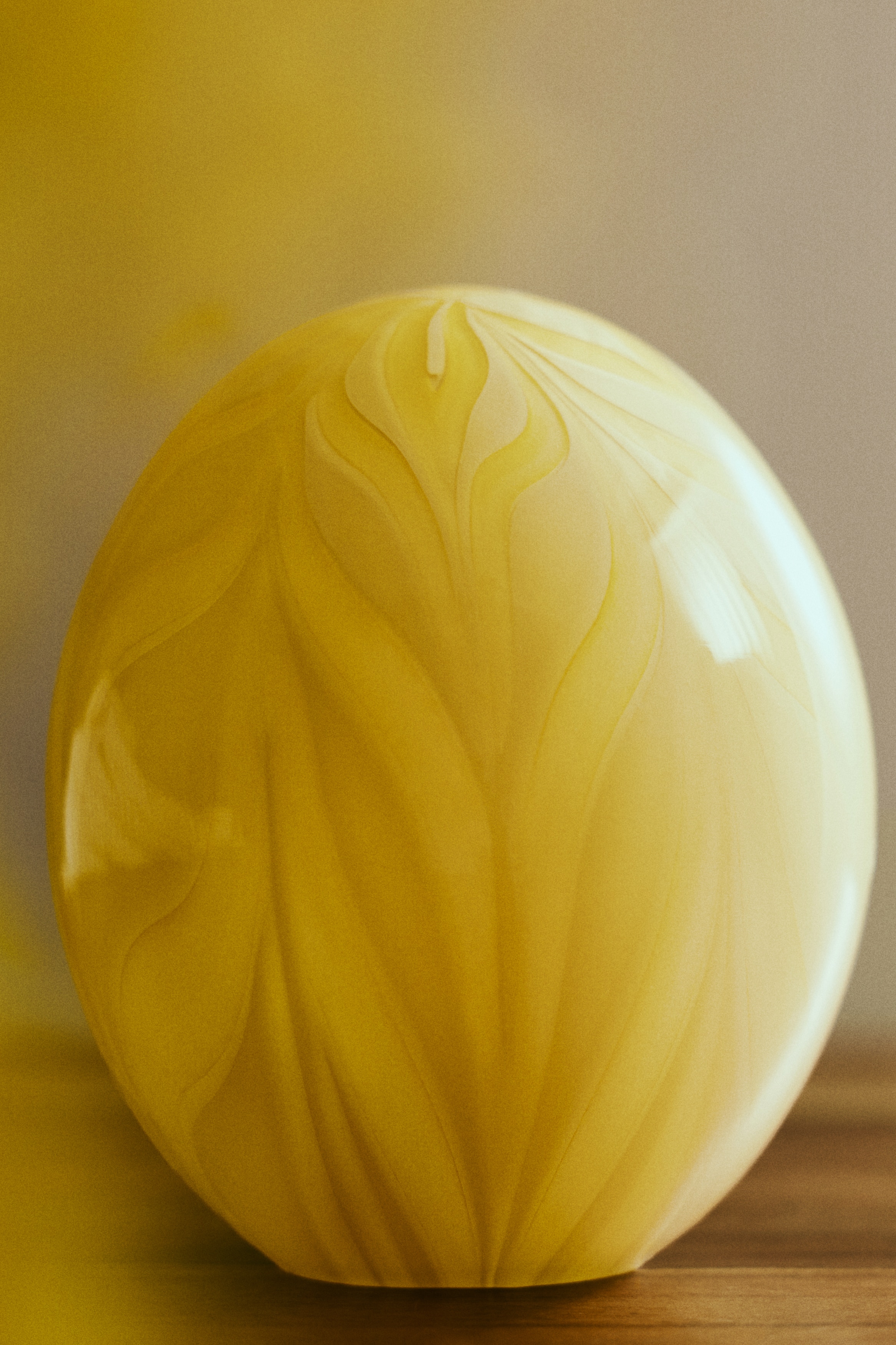 Grote glazen sculptuur - Geel/Groen/dessin