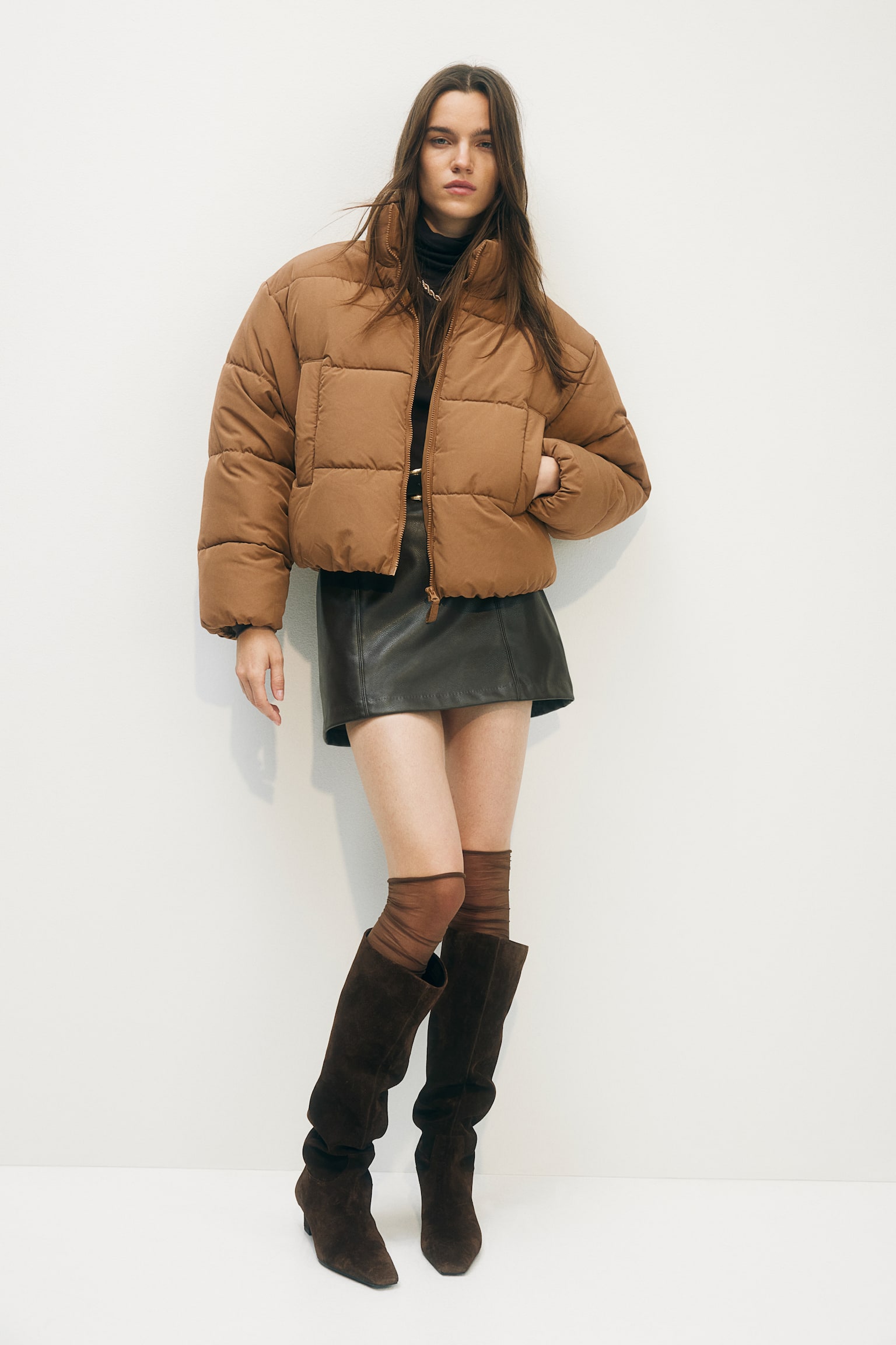 Short puffer jacket - Dark beige/Light beige/Dark grey - 6