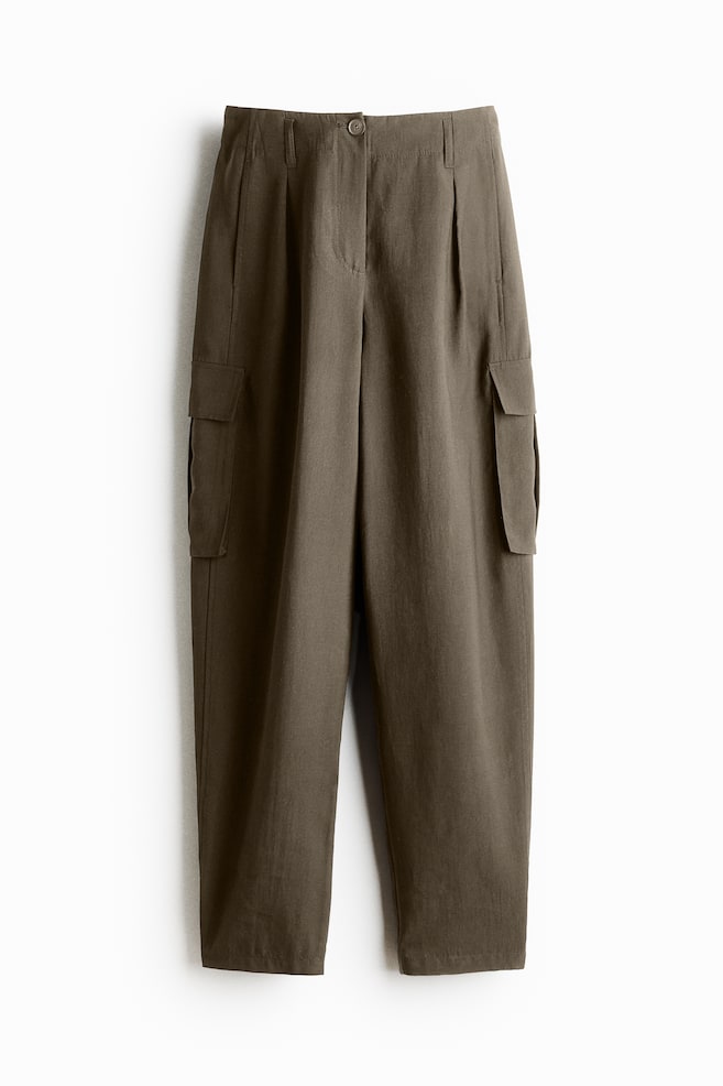 Pantaloni cargo barrel - Taupe-închis/Bleumarin - 1