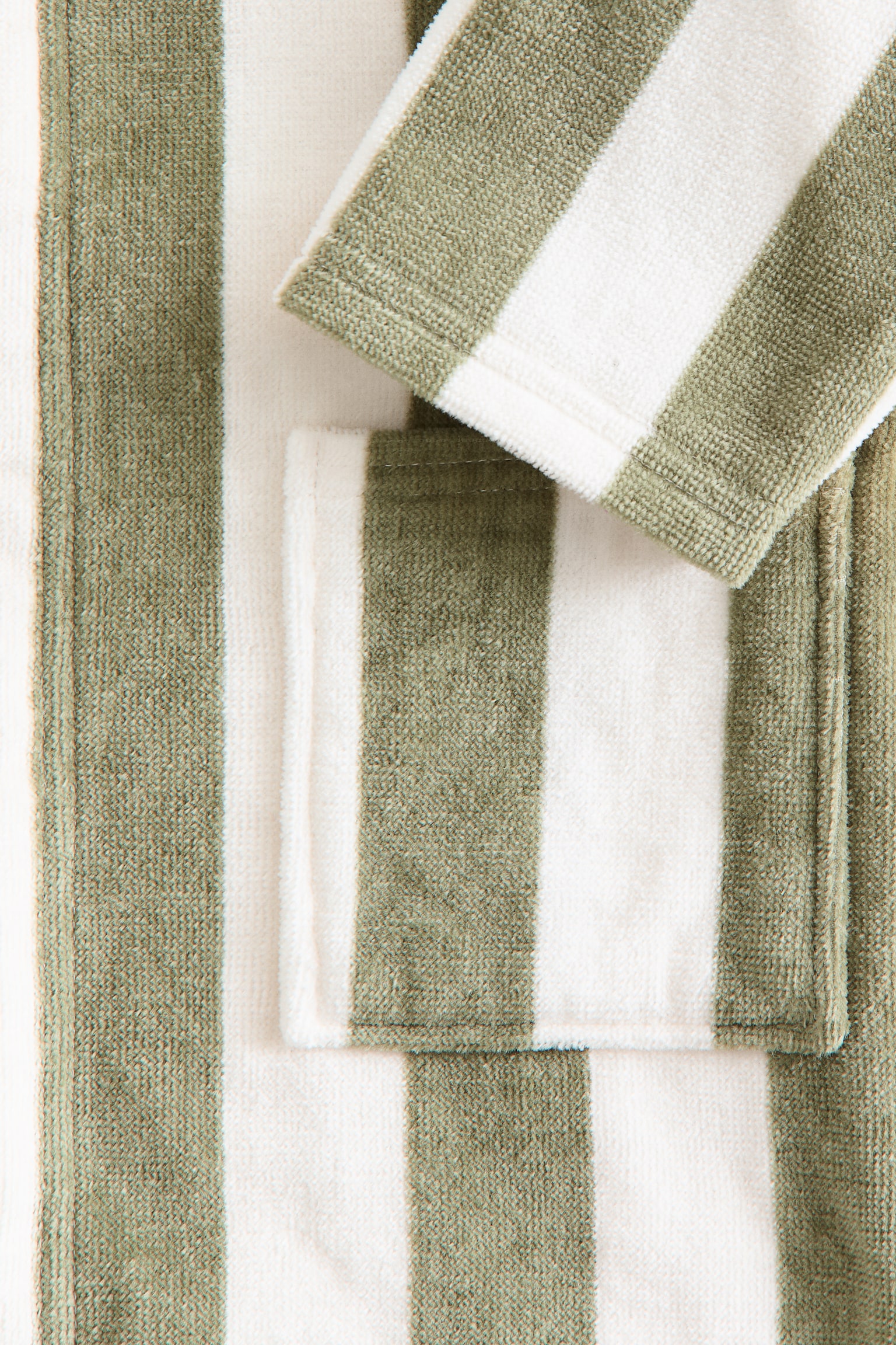 Cotton terry dressing gown - Green/White striped/Light pink/White striped/Light beige/Striped - 3