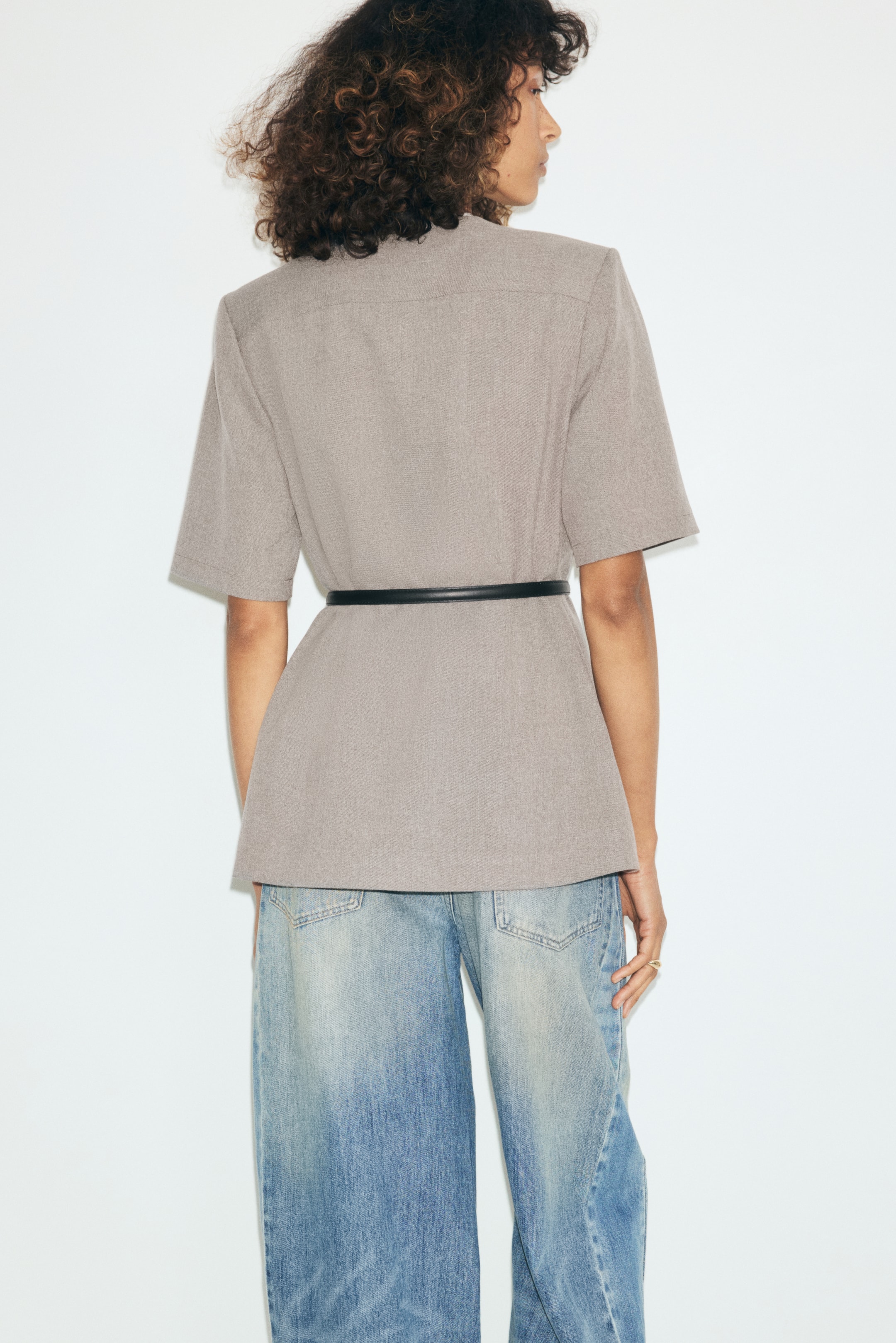 Belted Short-Sleeved Blazer