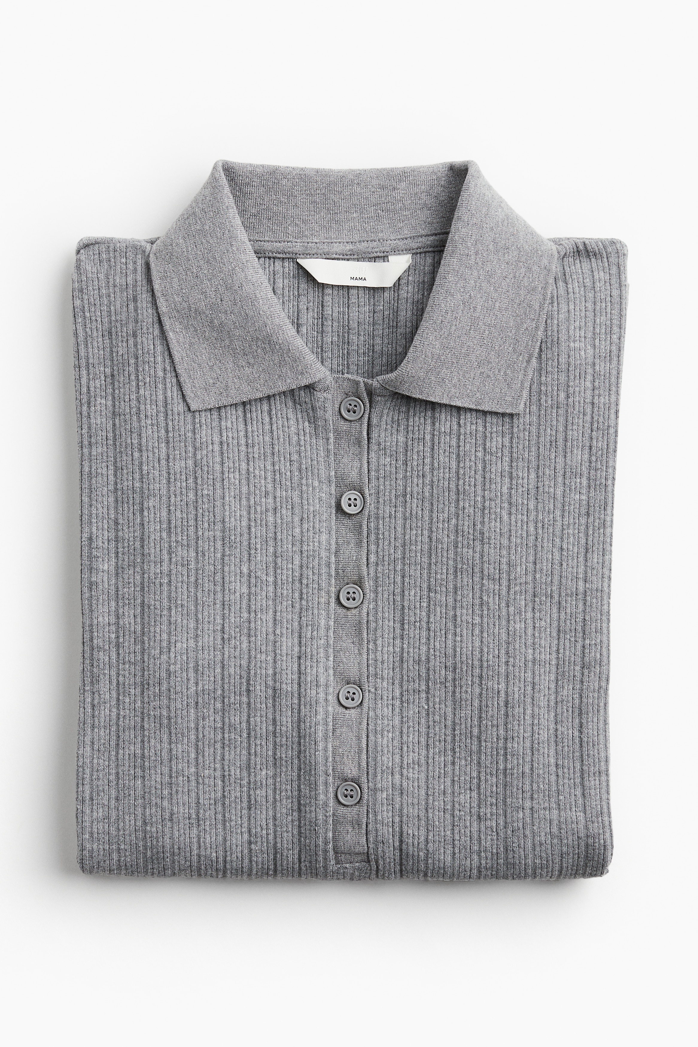 MAMA リブポロシャツ - グレーメランジ - レディース | H&M JP