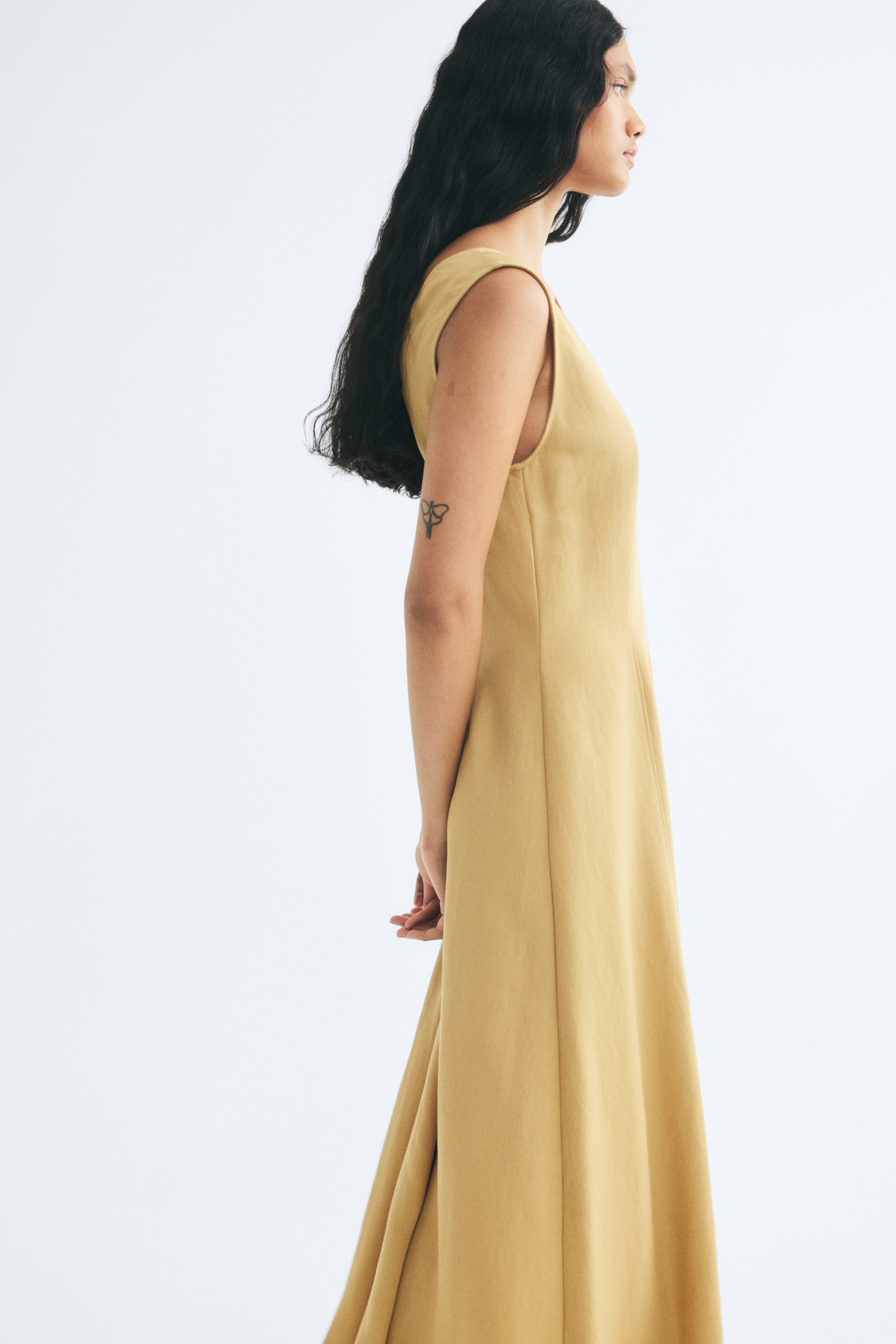 Viscose-Blend Dress with Flared Skirt