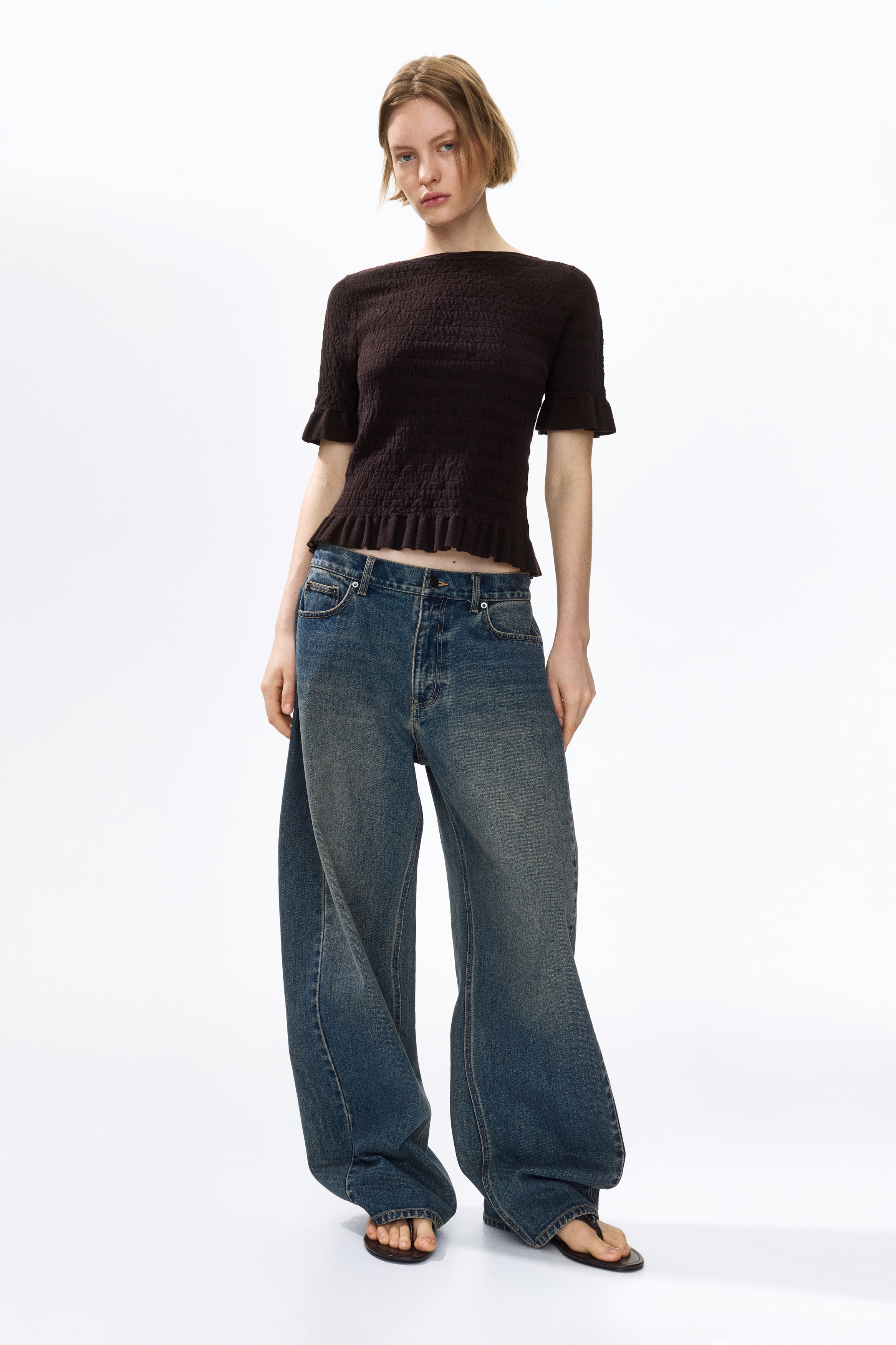 Textured-knit top