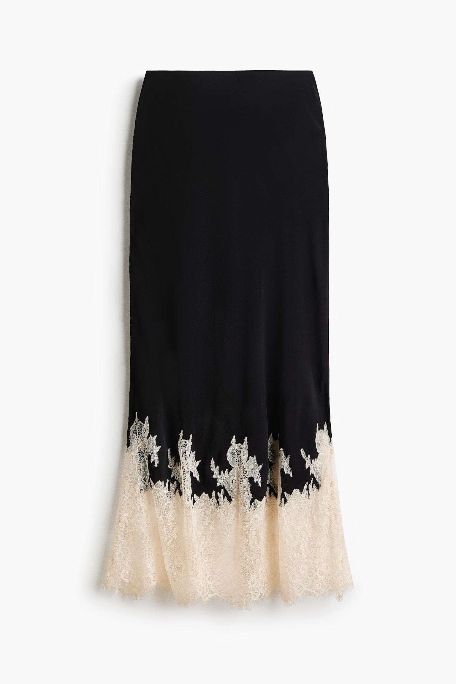 Falda con bajo de encaje - Negro/Azul empolvado claro/Crema/Lunares - 1