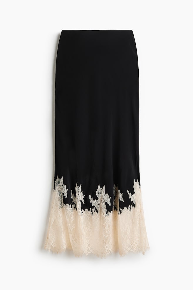 Lace-Trimmed Skirt - Black - 1