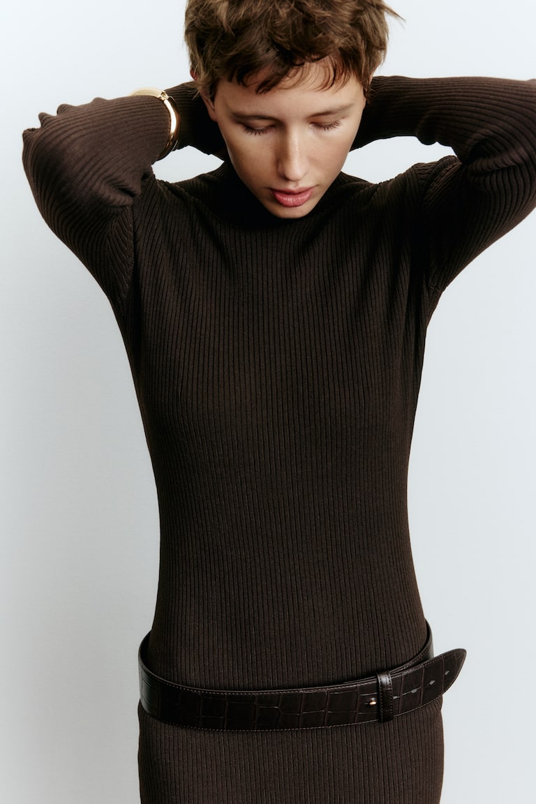 Rib-knit turtleneck dress