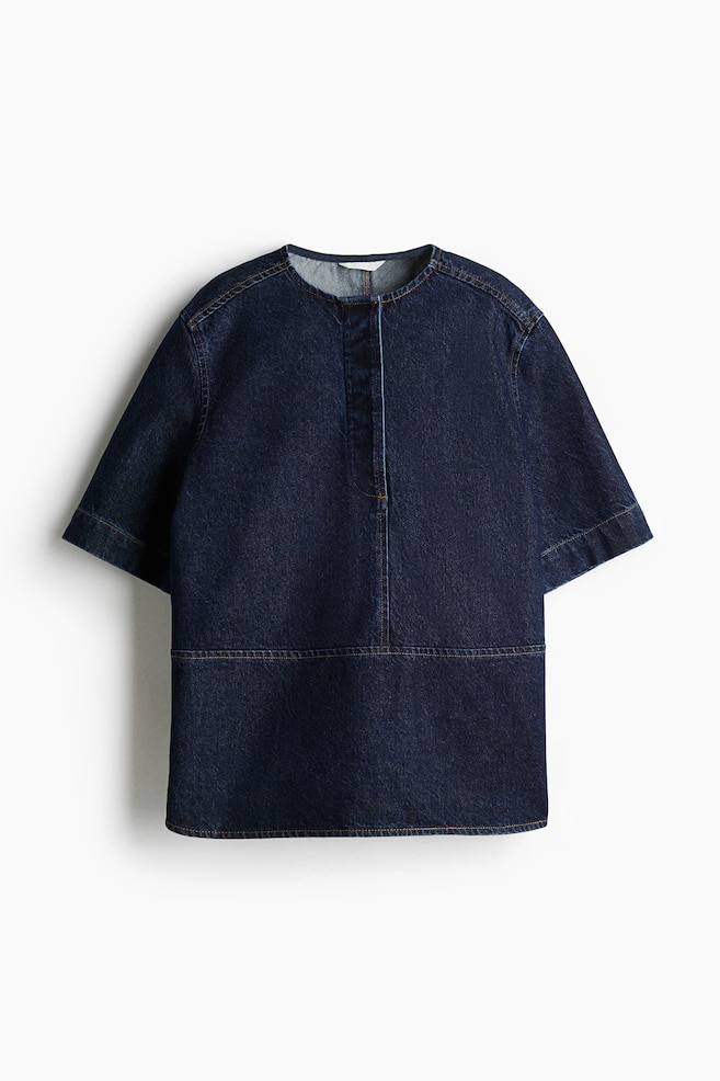 Popover denim top - Dunkles Denimblau - 1