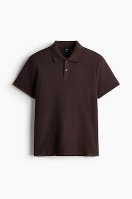 Våffelstickad pikétröja Slim Fit