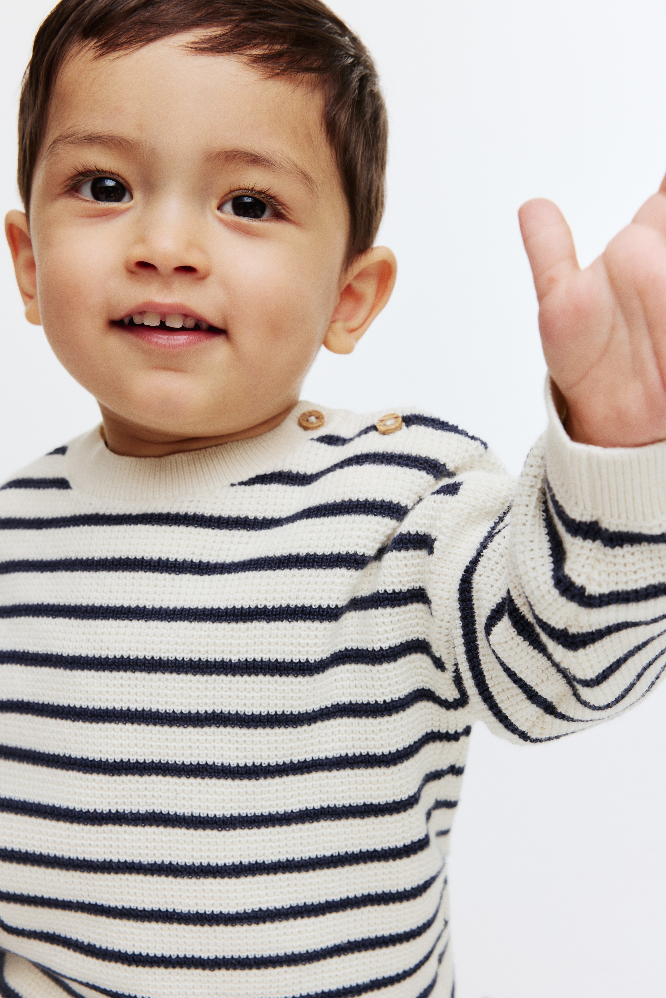 Cotton Sweater - White/navy blue striped/Beige/white striped
