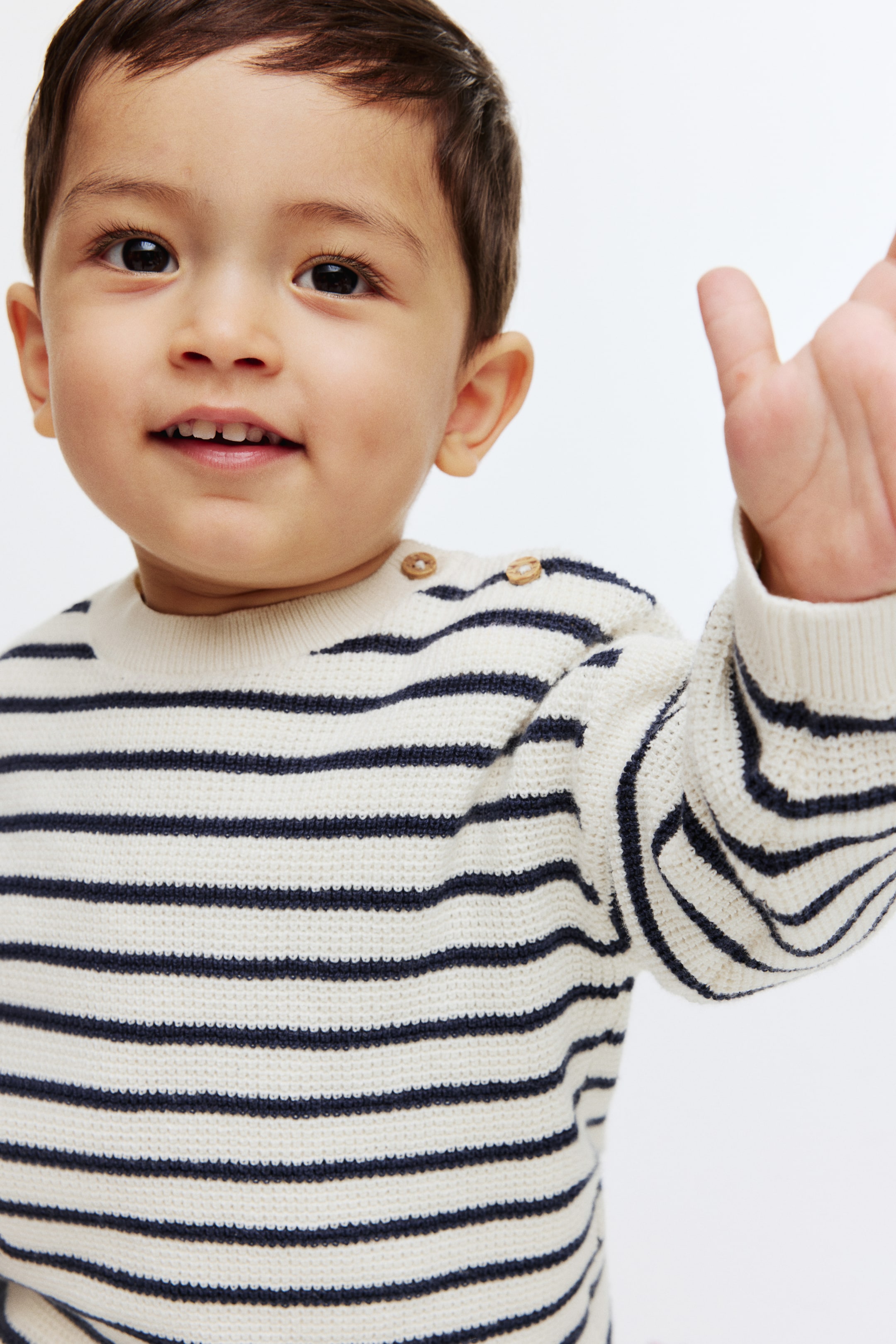 Ver imagen más grande: Jersey de algodón - Blanco/Rayas azul marino - NIÑOS | H&M ES 1