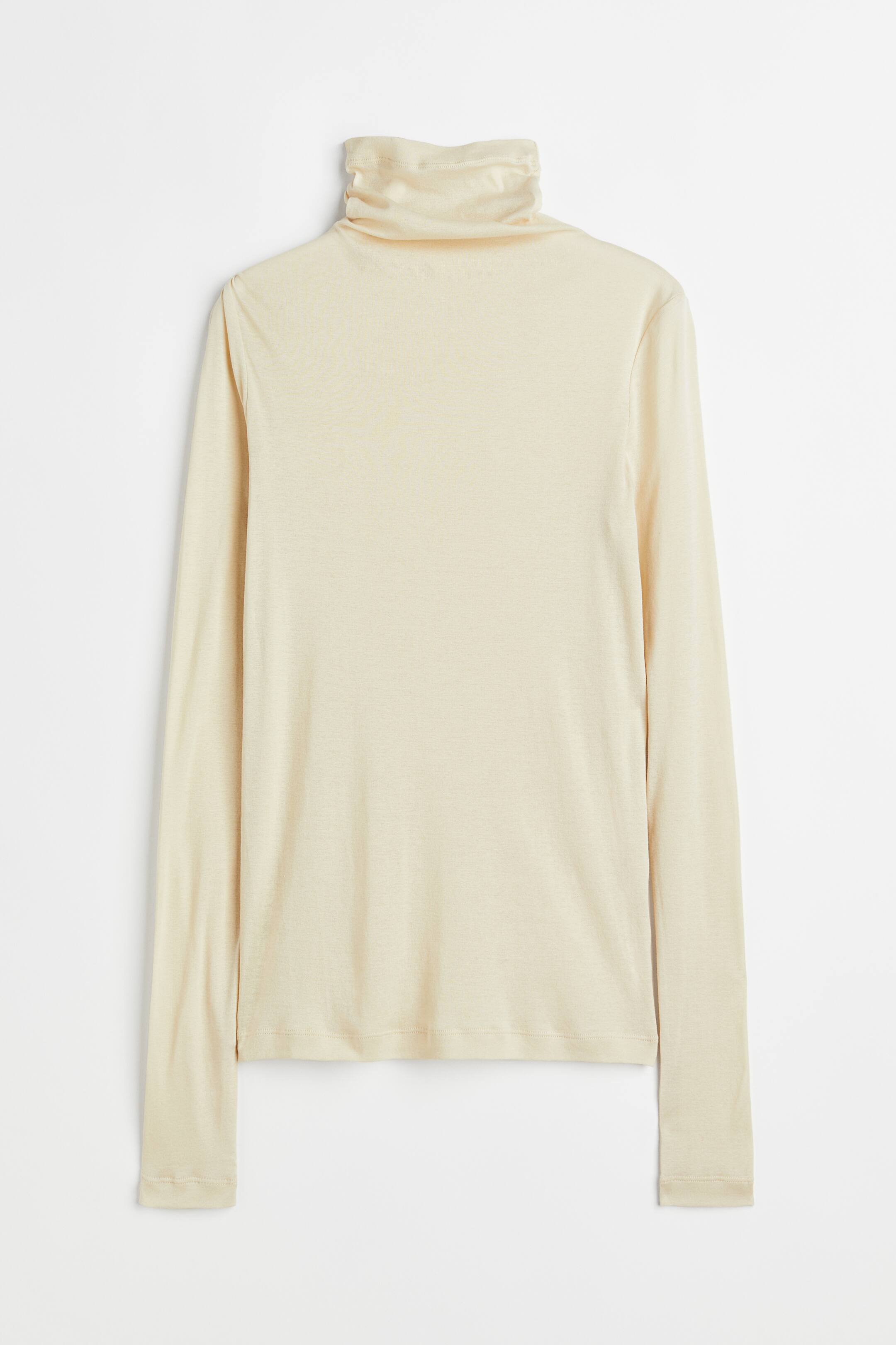 查看大圖: 比馬棉圓高領上衣 - 奶油色 - Ladies | H&M 1