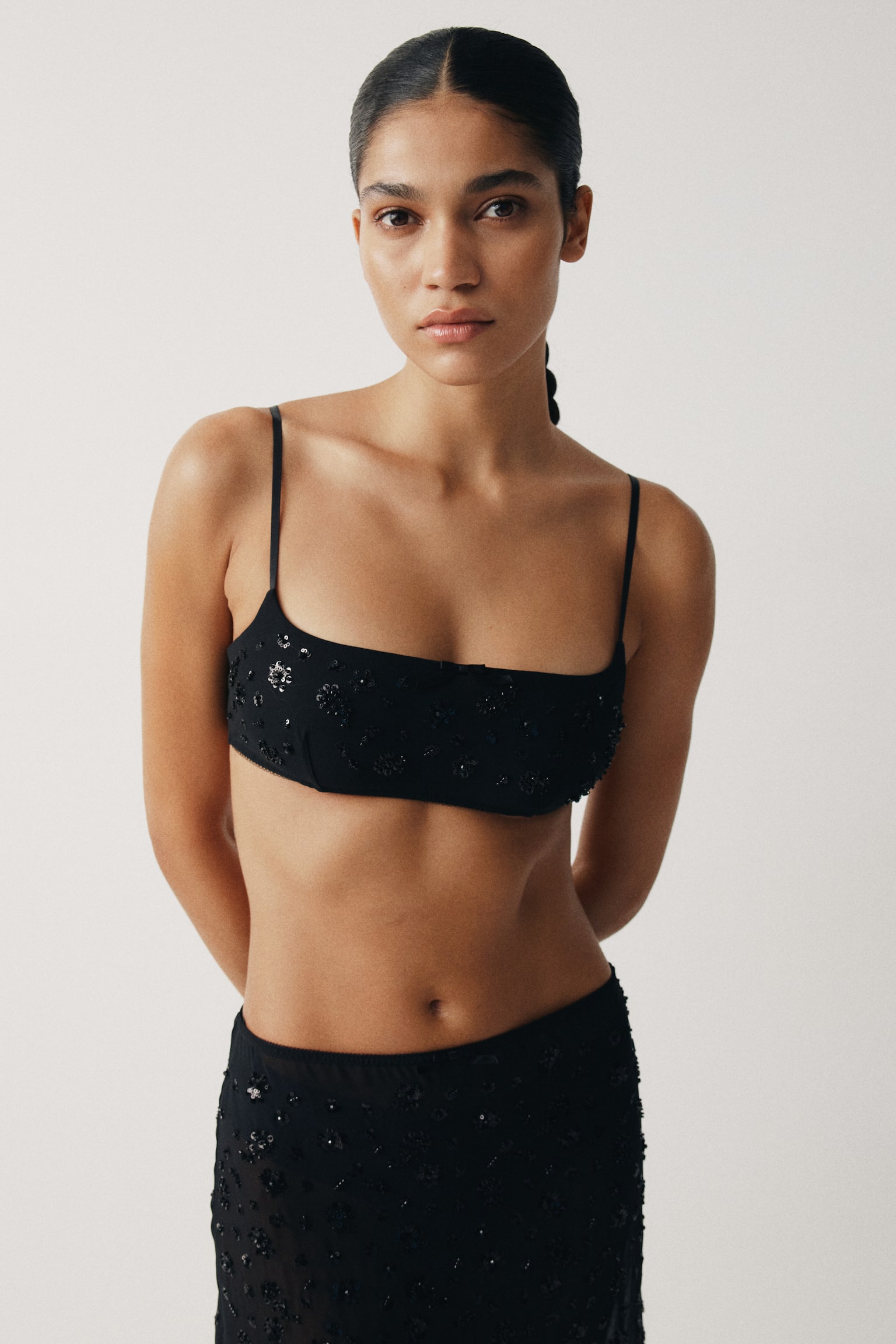Sequined soft bra - Black - 6