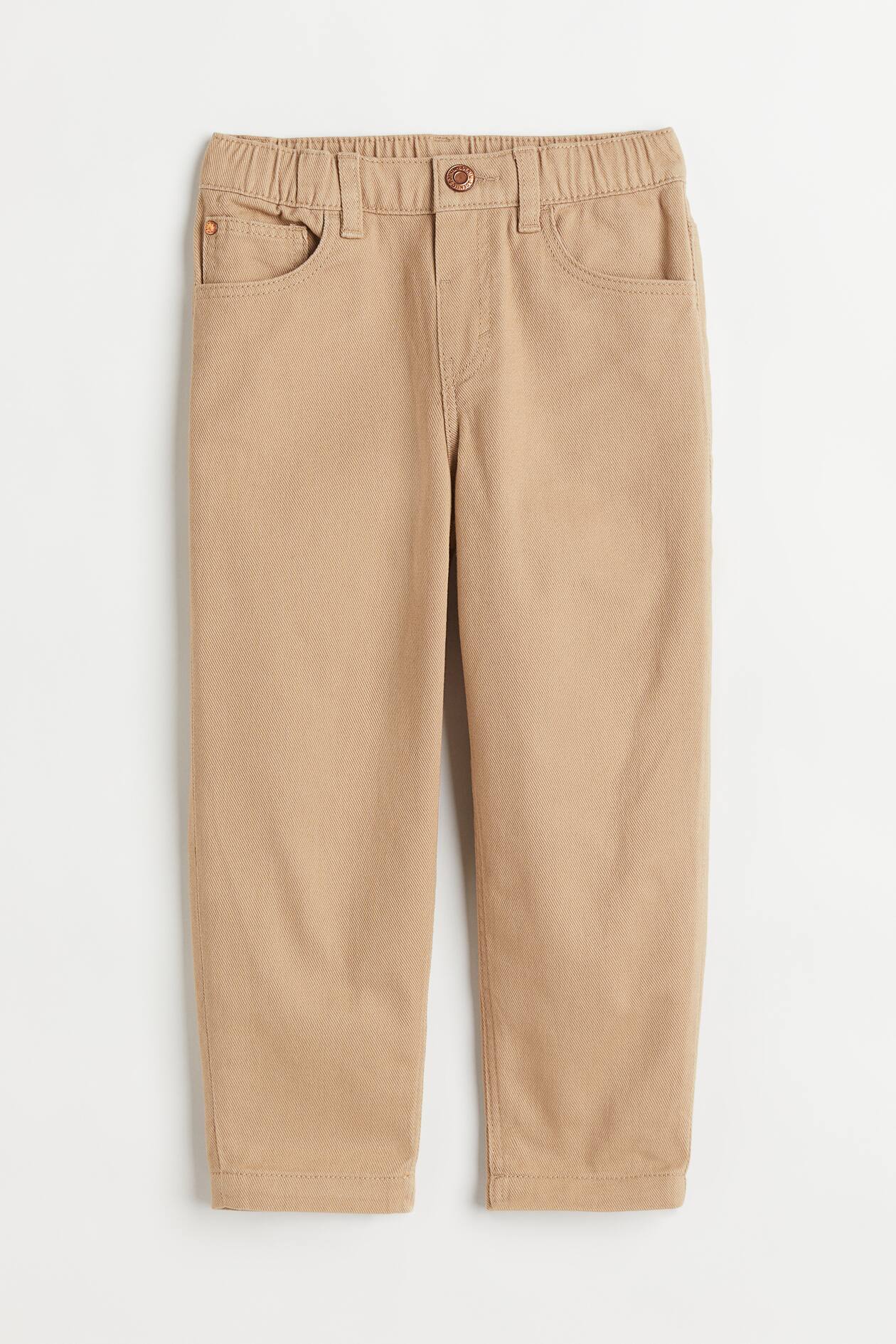 Loose Fit Twill Pants - Regular waist - Long - Beige - Kids | H&M US