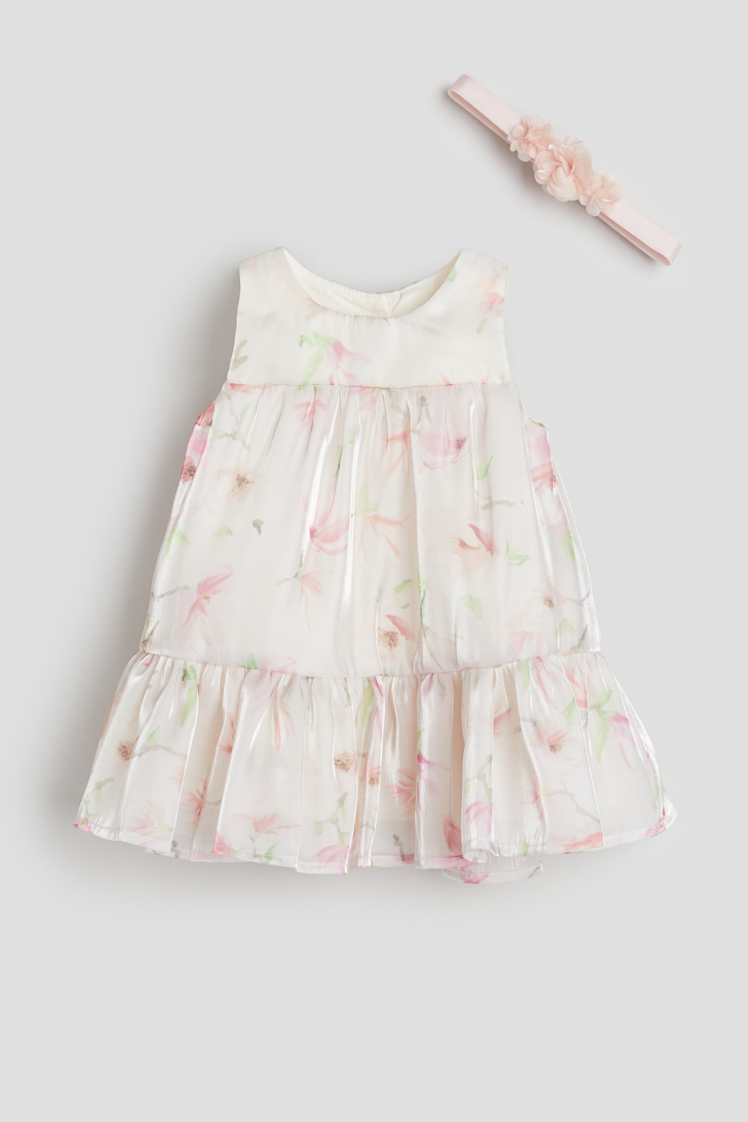 2-piece dress and headband set - Cream/Floral - 1