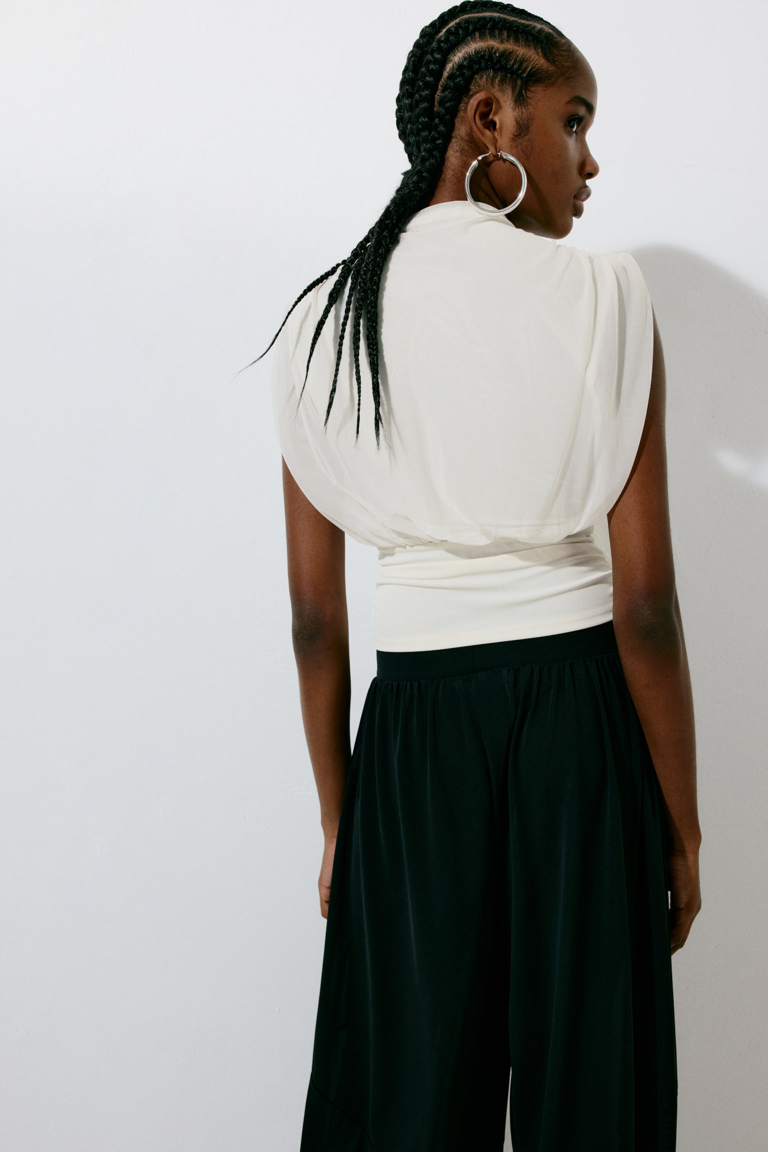 Draped sleeveless top - Cream - 5