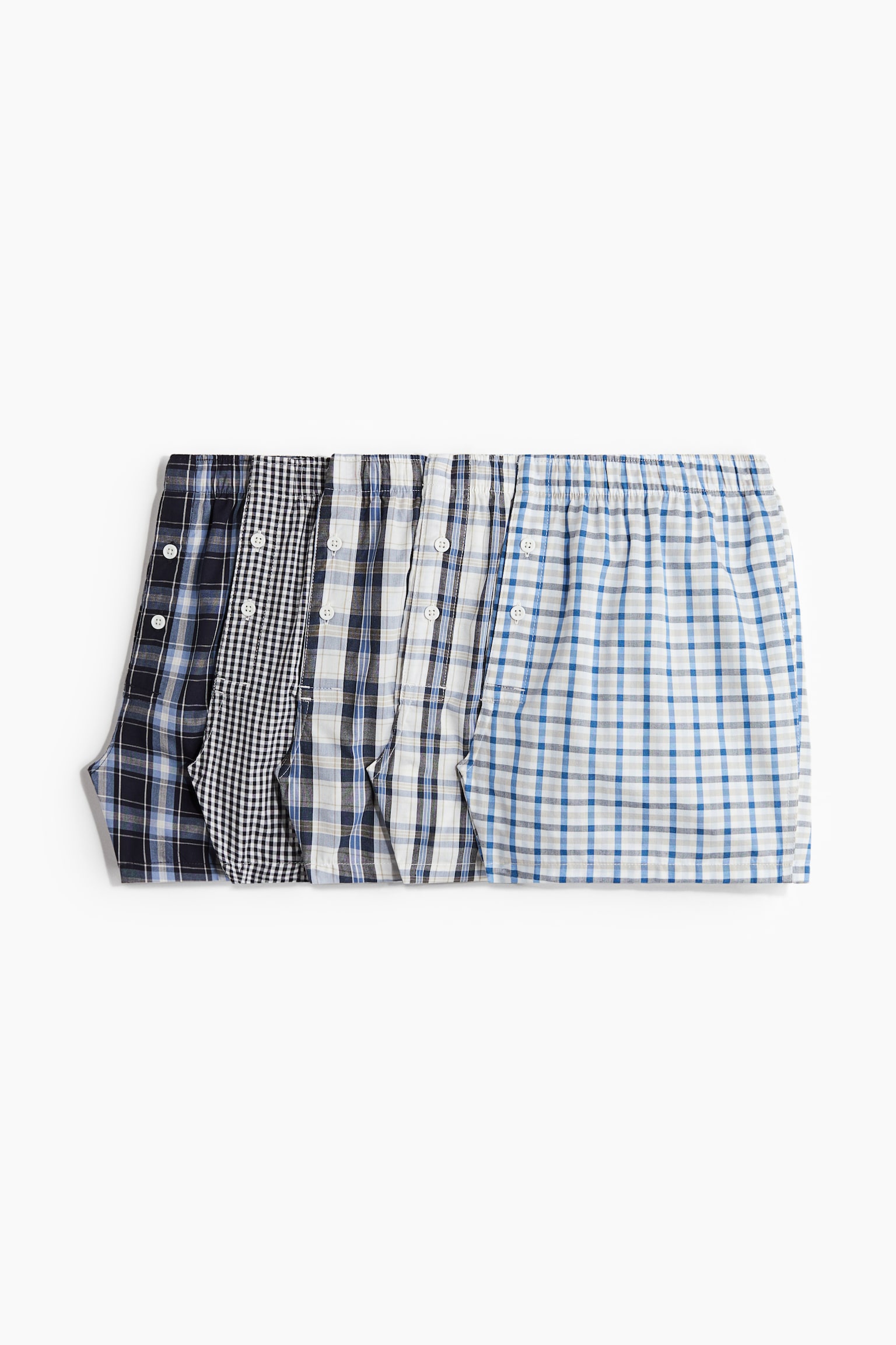 5-pack woven cotton boxer shorts - Blue/Checked/Red/Grey/White/Dark blue/Checked/White/Striped/White/Striped/Grey/Striped/Light blue/Dark blue/Red/Checked/Light blue/Striped/Light blue/Dark blue/Light grey/Checked/Navy blue/Checked/Dark grey/Light green/Dark green/Dark grey/Checked - 1