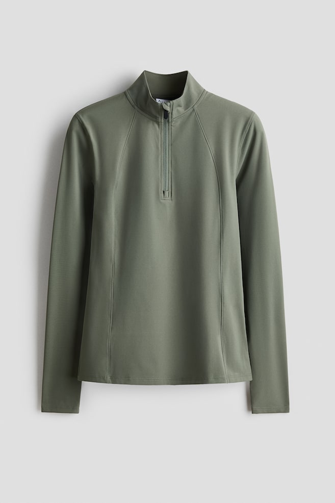 Sportshirt mit Zipper - Khakigrün - 1