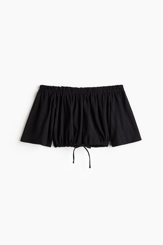 Женские топы H&M Crinkled Off-the-Shoulder Top