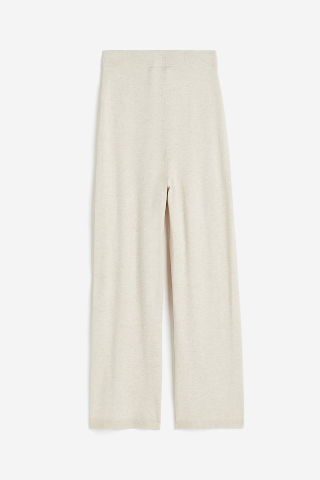 MAMA Knitted trousers - Light beige/Black - 2