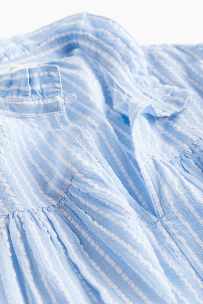 Seersucker popover blouse - Light blue/Striped/White - 4