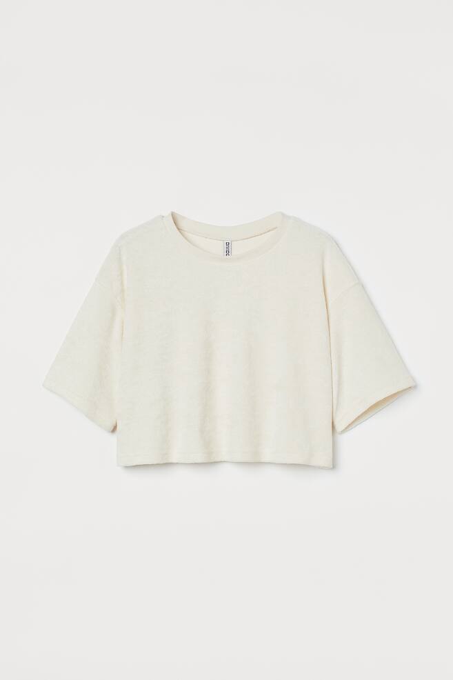 Terry cropped top - White - 1