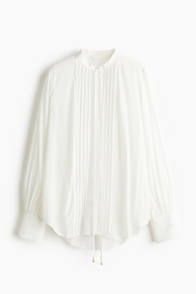 Blouse à plis nervure - Blanc - 1