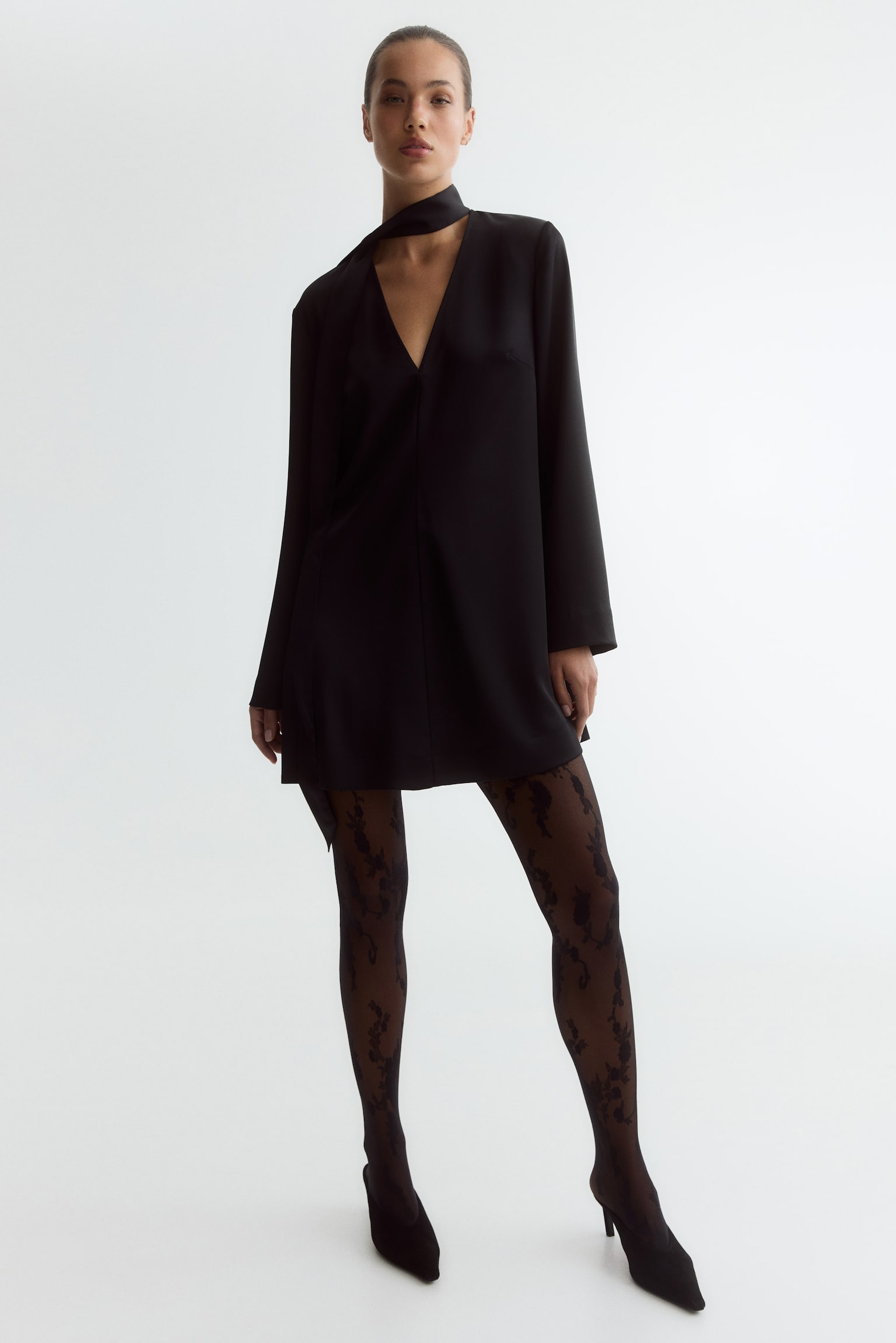 Lace tights - Black/Floral/Dark brown/Floral - 3