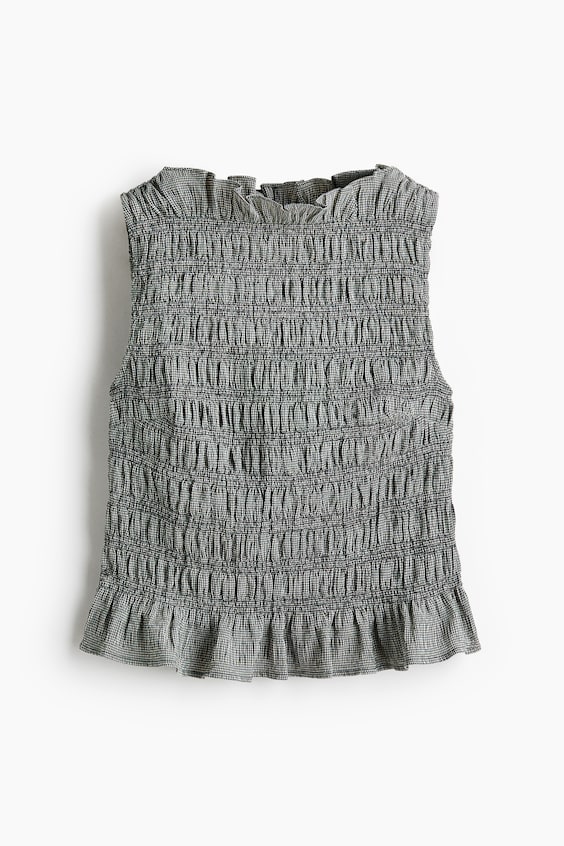Женские топы H&M Smocked Ruffle-Trimmed Top