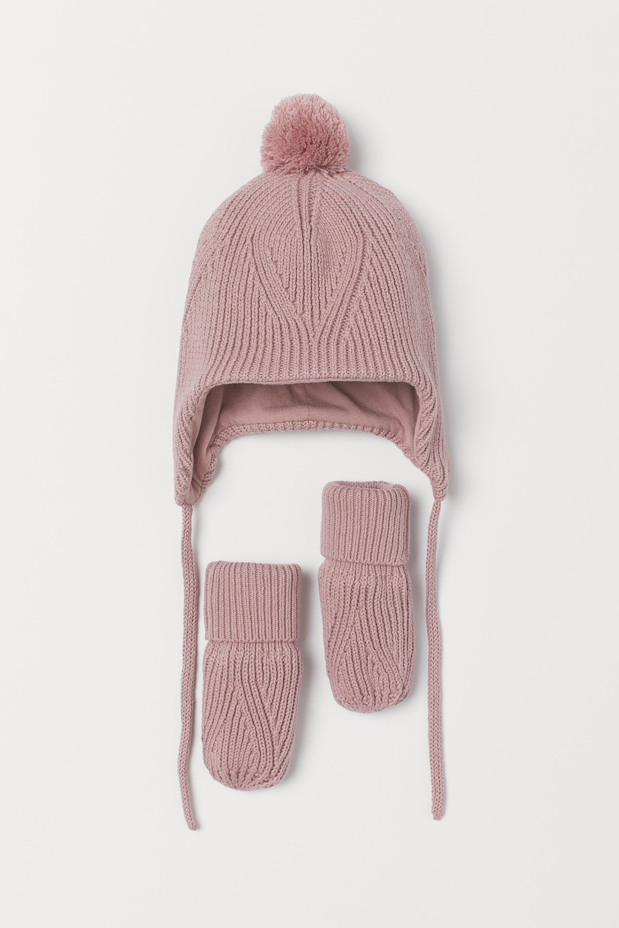 Zobrazit větší obrázek: Bavlněná čepice a palčáky - Starorůžová - DĚTI | H&M CZ 1