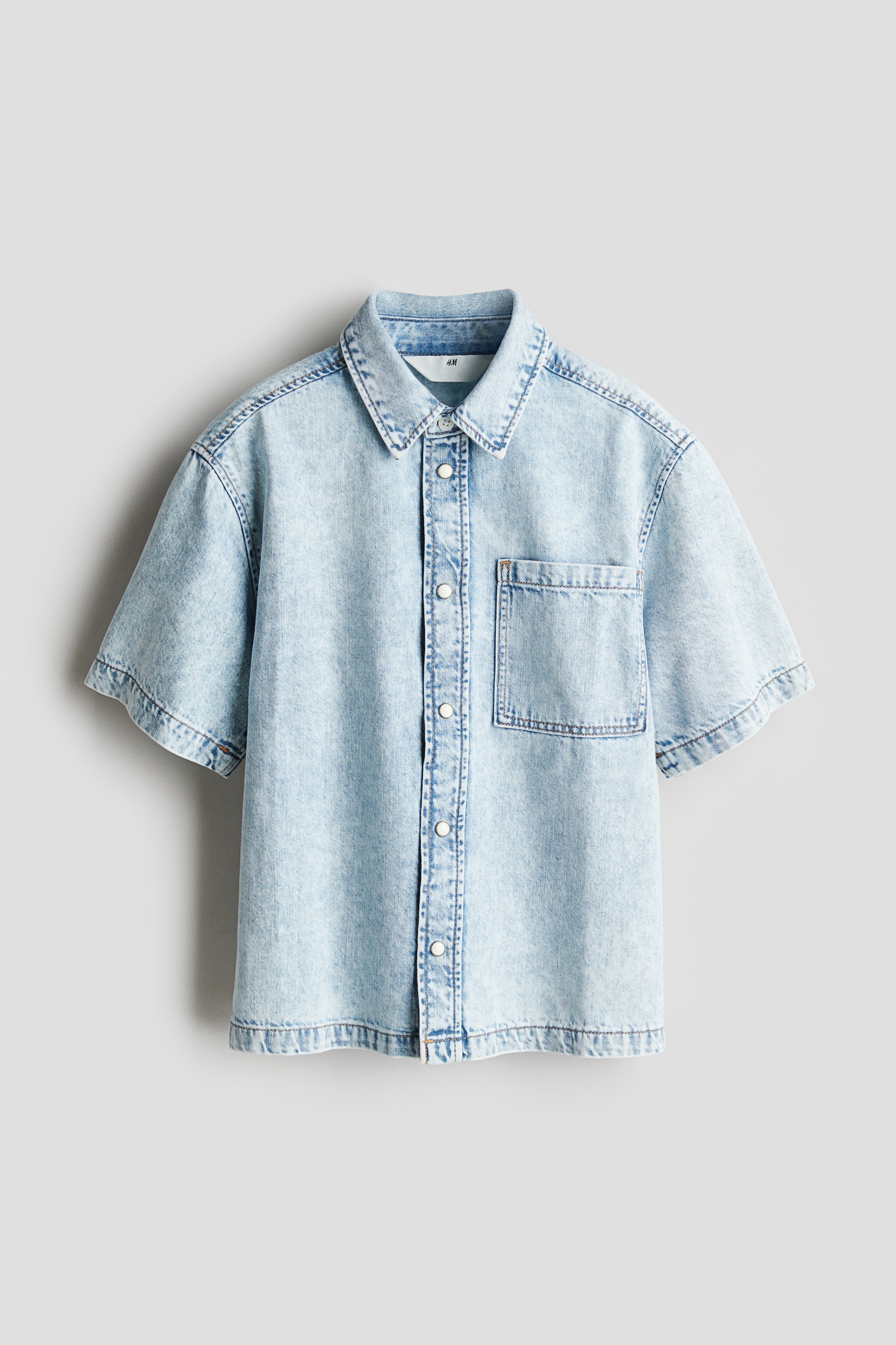 Short-Sleeved Denim Shirt