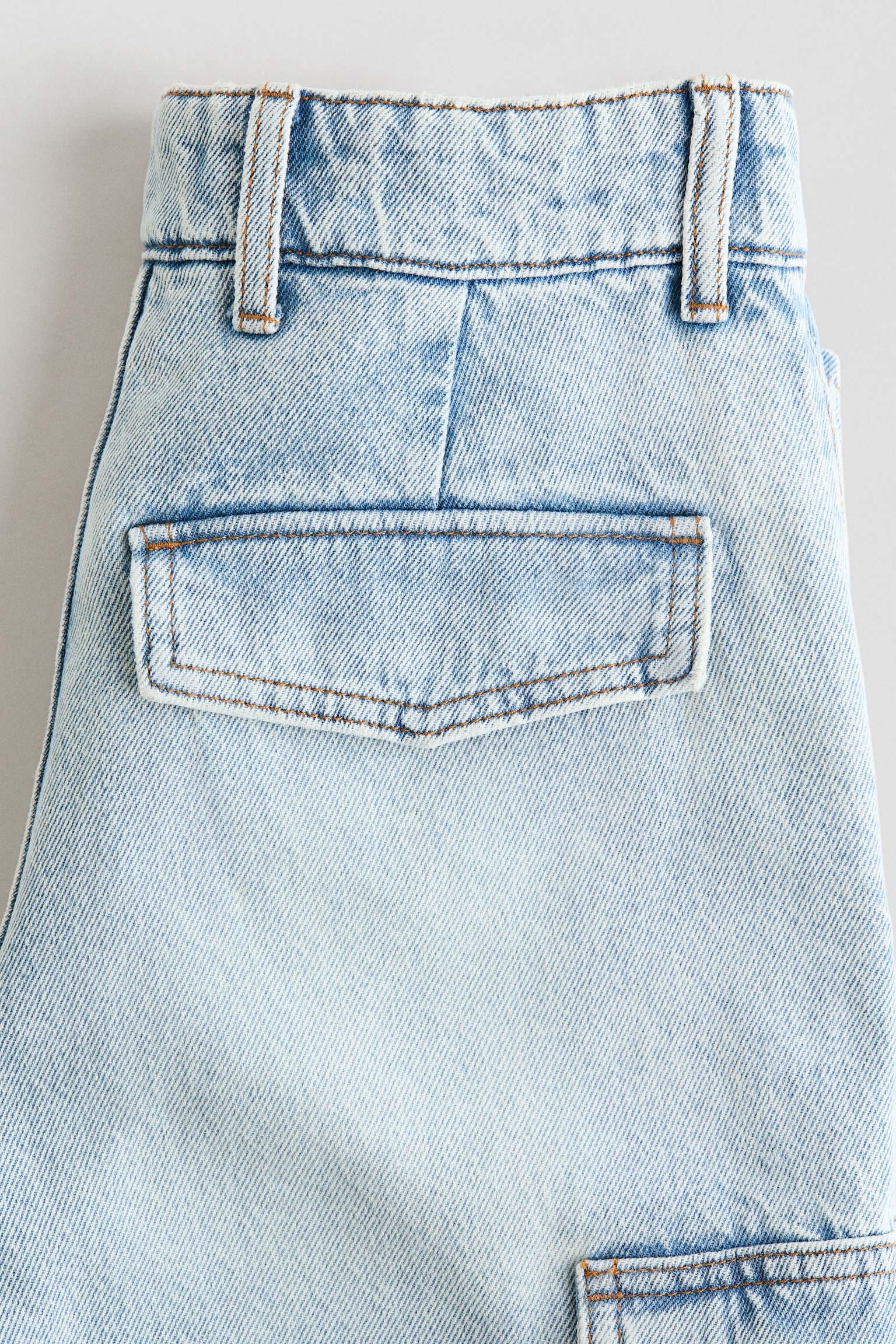 Baggy Fit Cargo Jeans - כחול ג'ינס בהיר/אפור ג'ינס בהיר - 2