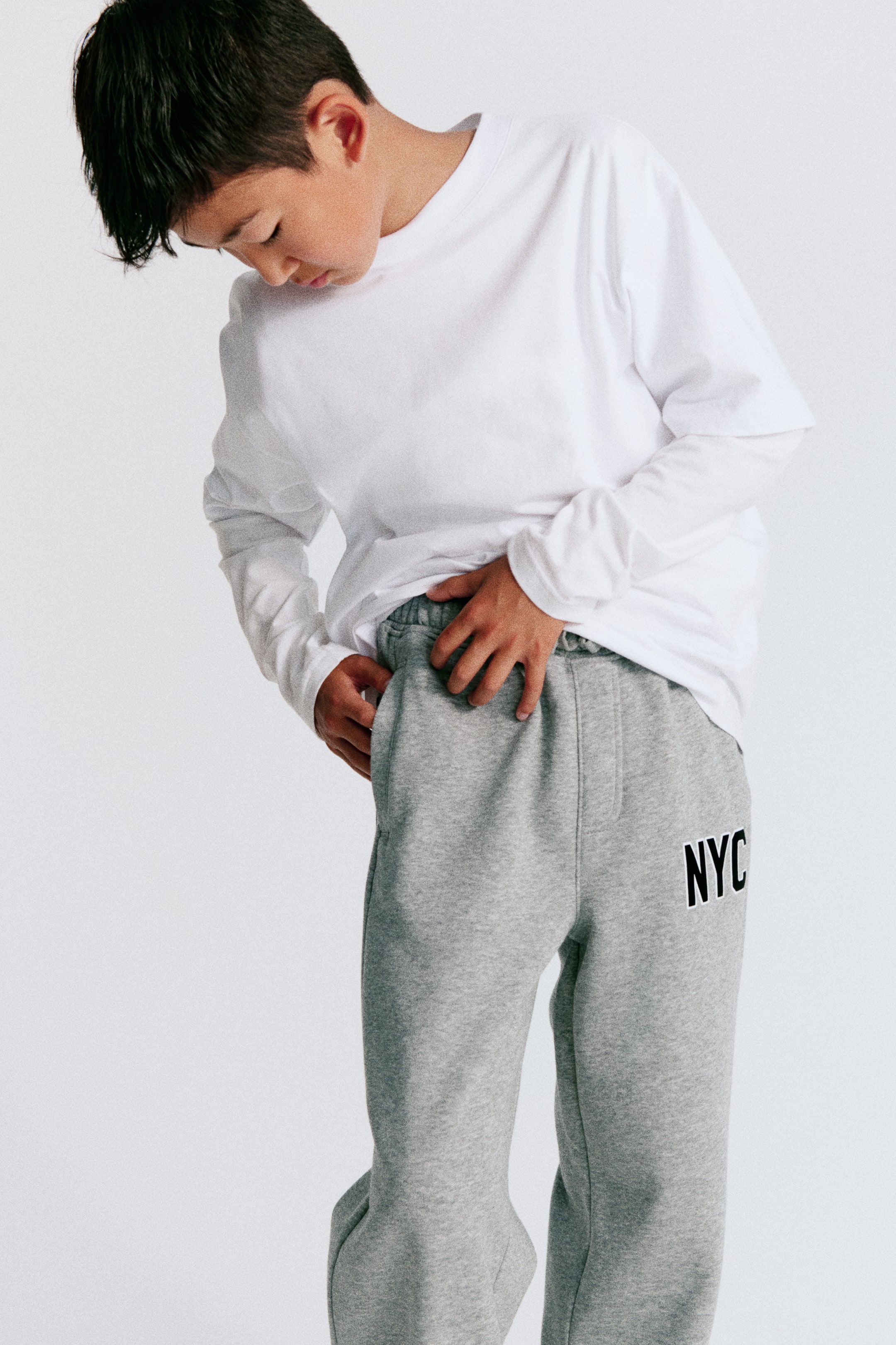 Brushed-Inside Joggers with Printed Motif