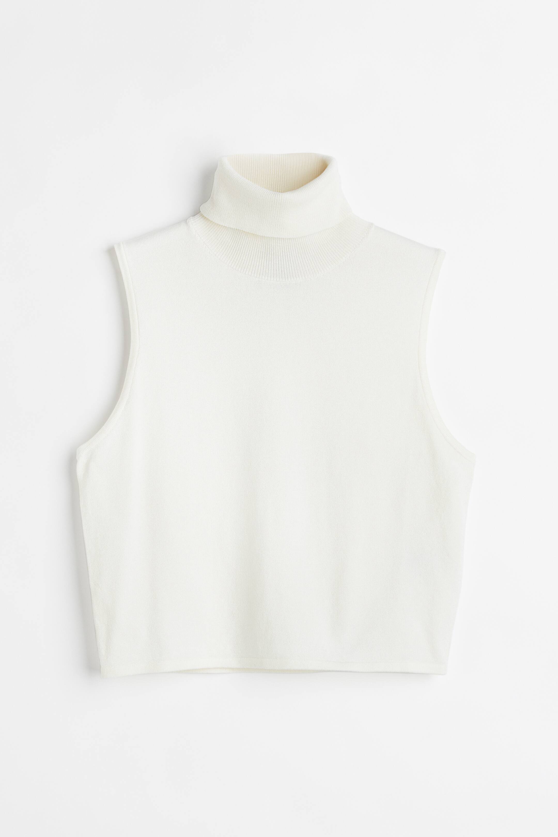 查看大圖: 短版圓高領毛衣背心 - 白色 - Ladies | H&M 1