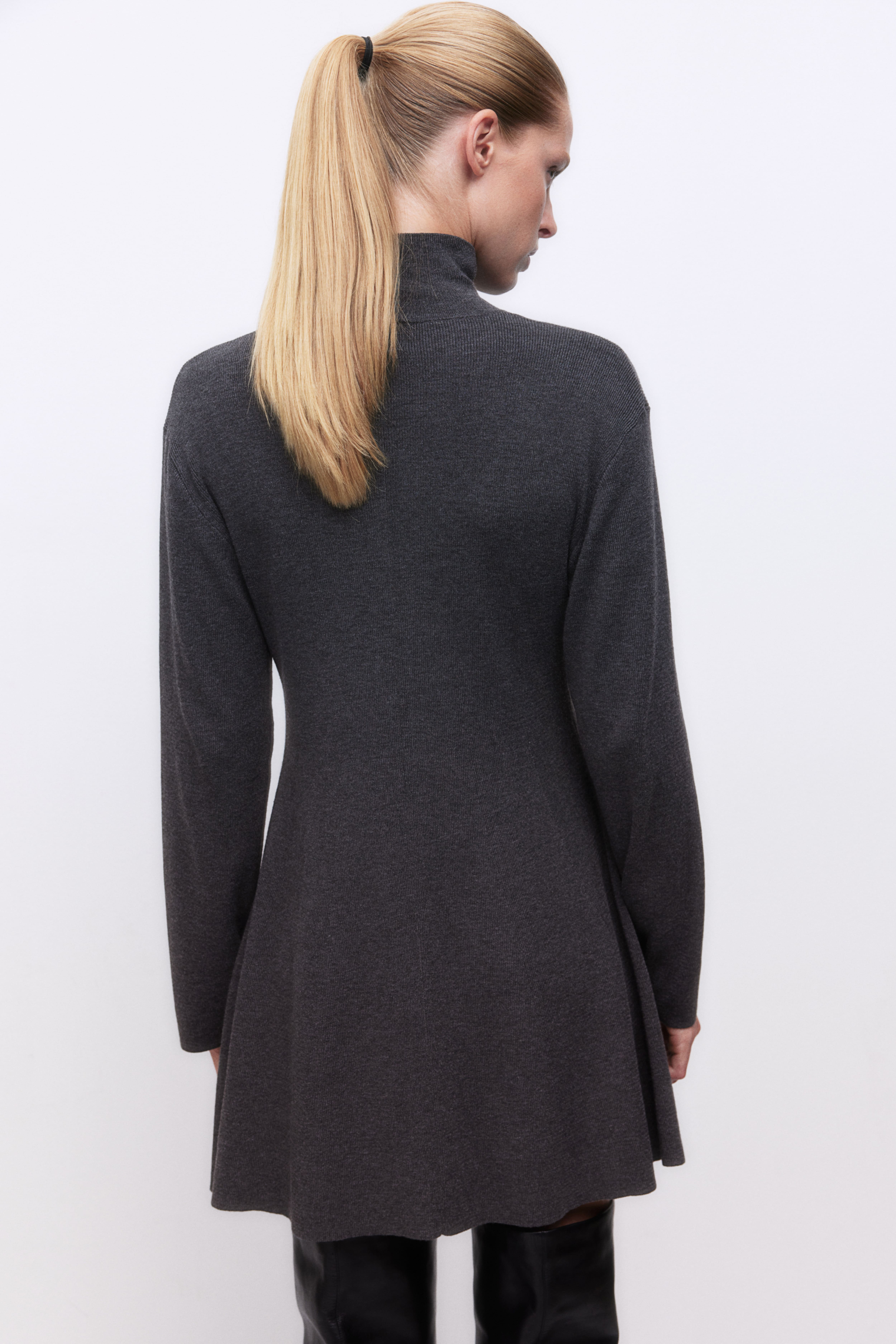 fine-knit mock turtleneck dress