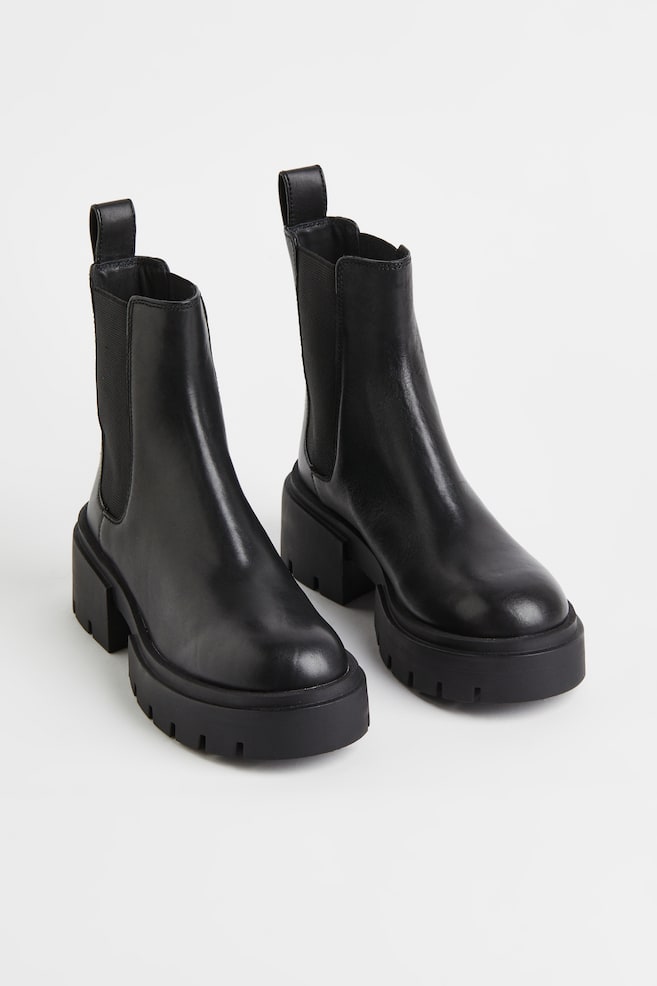 Leather Chelsea boots - Black/Dark beige - 2