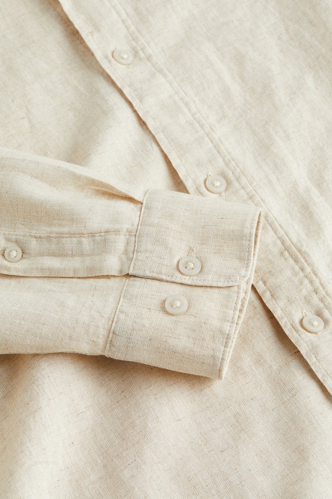Regular Fit Skjorte i linmiks - Lys beige/Blå/Hvit stripet/Orange/Stripet/Lys beige/Stripet/dc/dc/dc/dc/dc/dc - 5