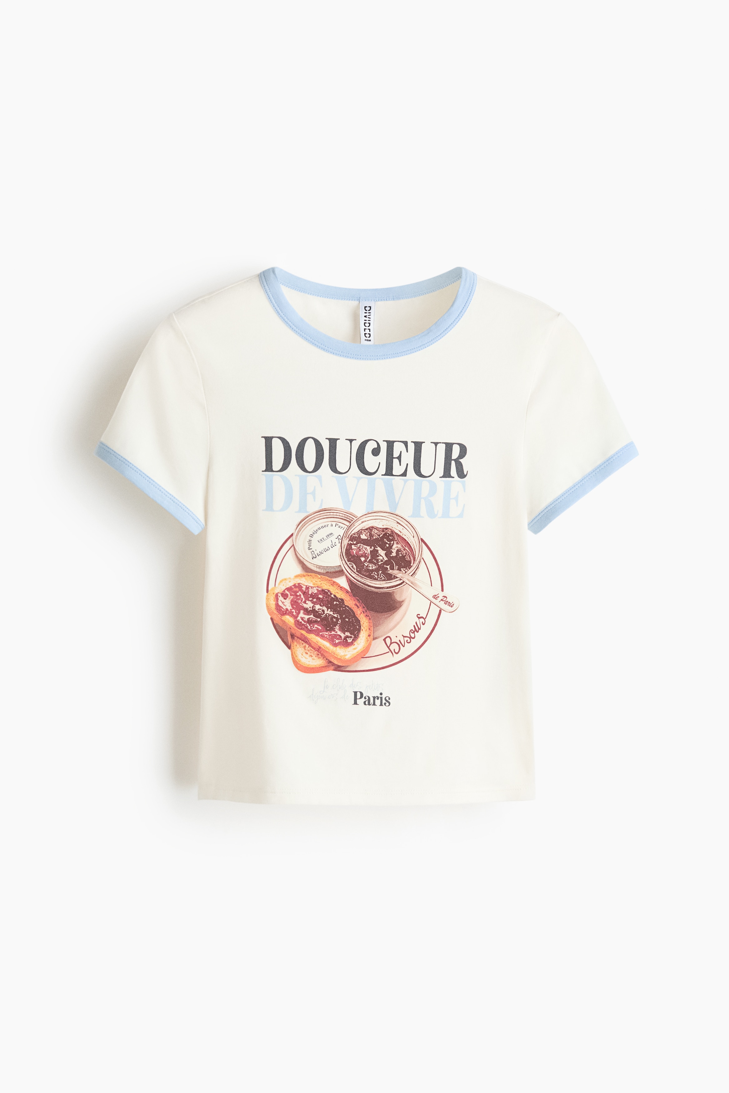 Fitted cotton T-shirt - Light beige/Douceur de Vivre/Light blue/Poétique/White/Montpellier/Light yellow/1956/Dark blue/Paris/Dark grey/Pâtisserie