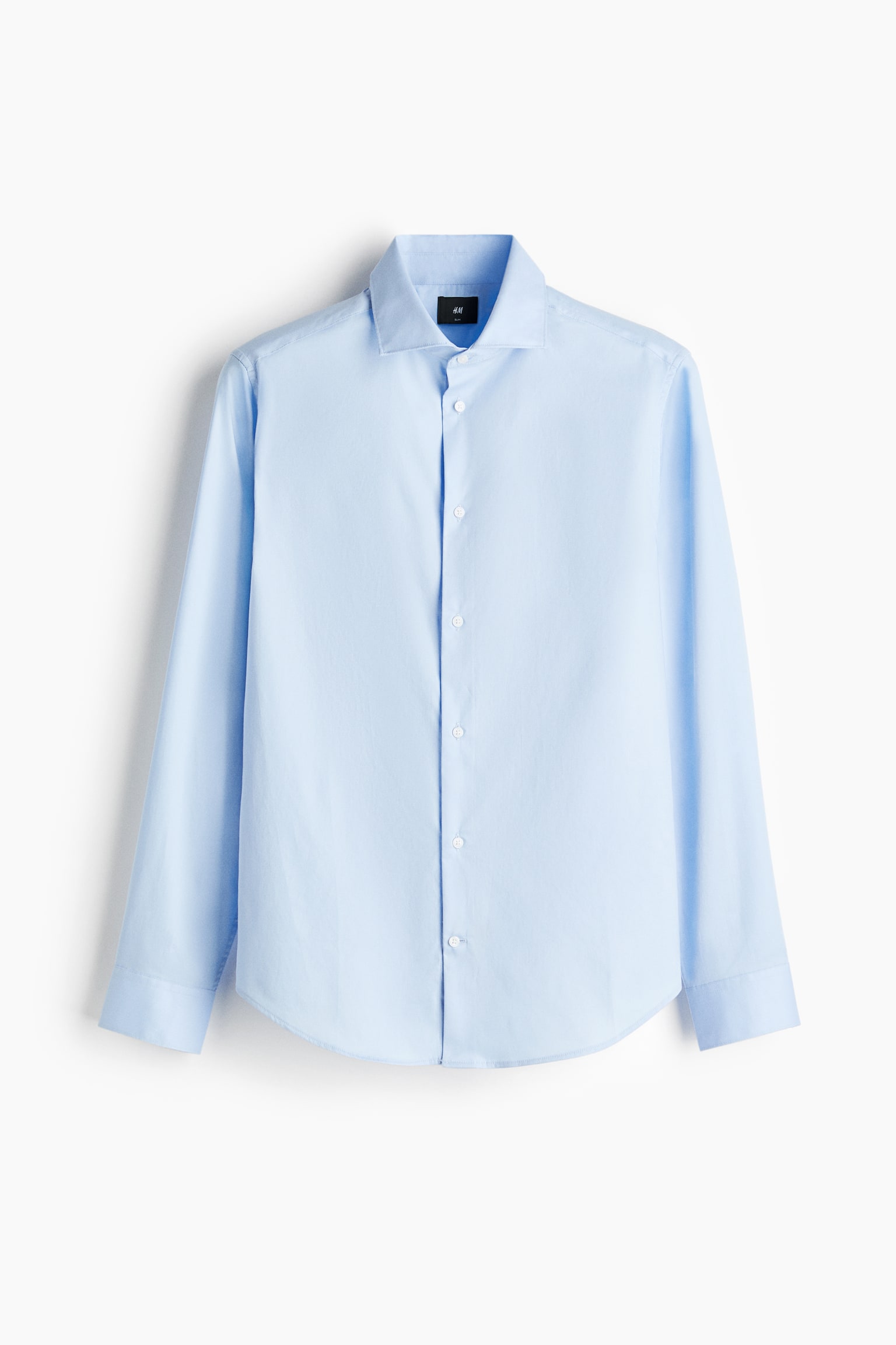 Мужская рубашка H&M Slim-Fit Cotton, цвет: Синий — фото 1