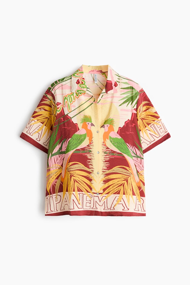 Camisa estampada de manga corta - Rojo oscuro/Diseño - 1